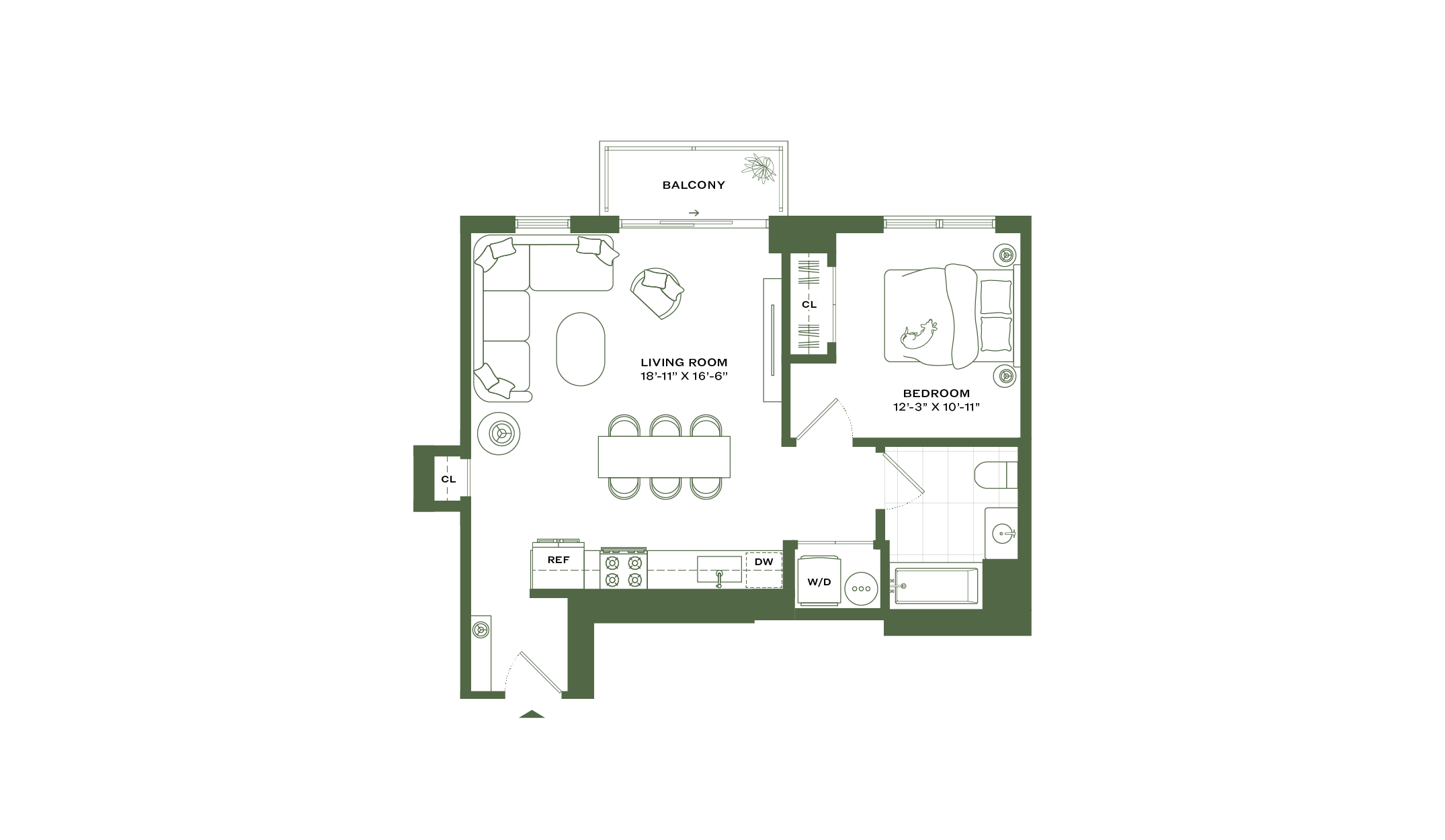 1Bed/1 Bath-A6 floor plan