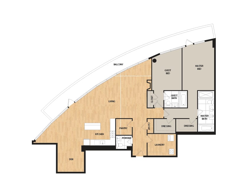 Tower 2 Bed/2.5 Bath Den-PH 6 floor plan