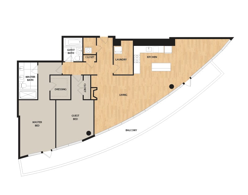 Tower 2 Bed/2 Bath-PH 7 floor plan