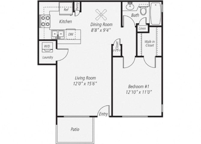 One Bedroom Renovated floor plan