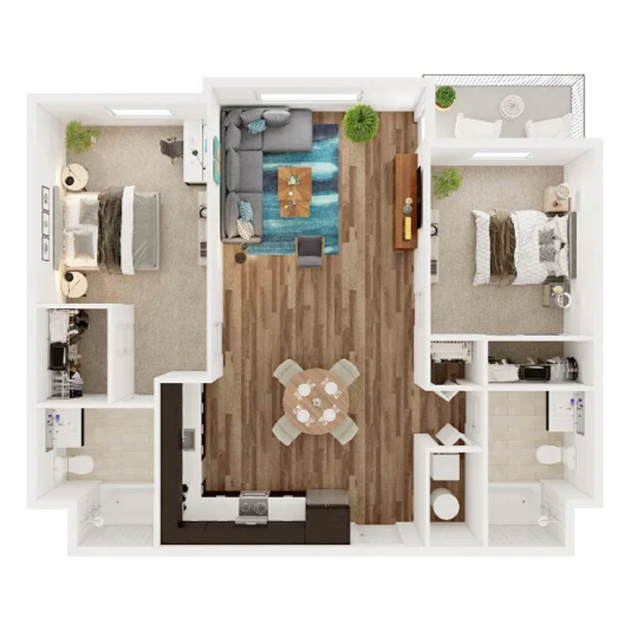2x2B floor plan