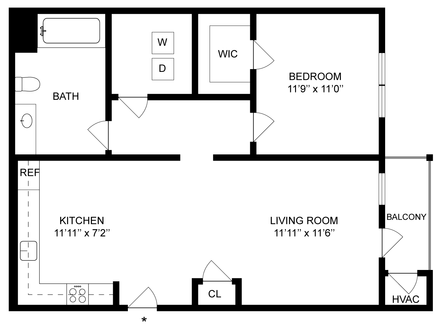 1 Bed/1 Bath-A1 floor plan
