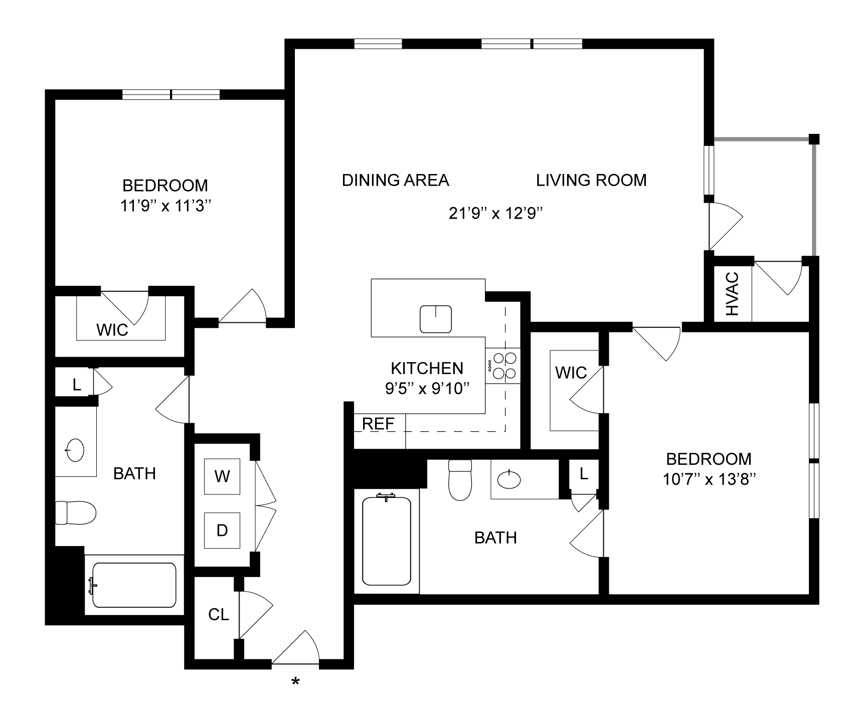 2 Bed/2 Bath-B1 floor plan
