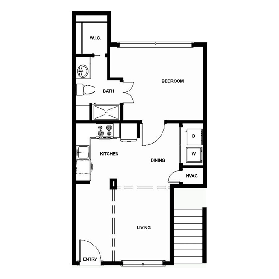 A1 1 Bed 1 Bath floor plan
