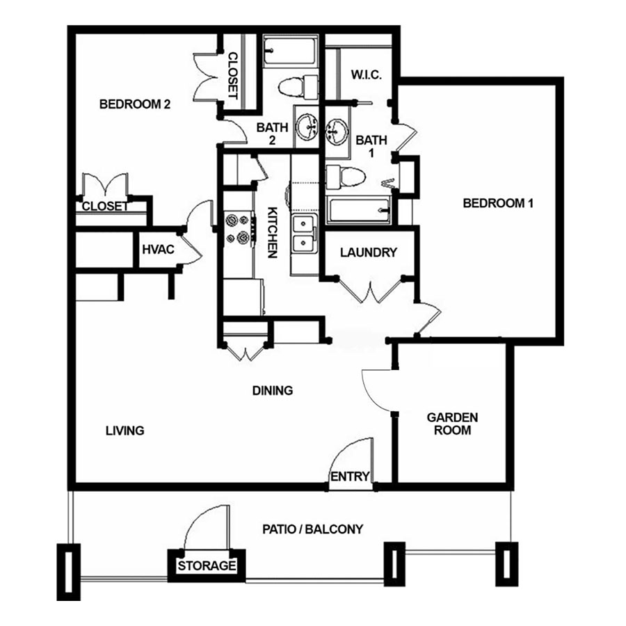 B2R Renovated 2 Bed 2 Bath wit floor plan