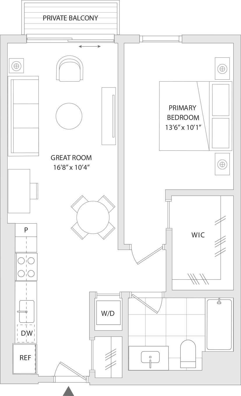 1 BR floor plan