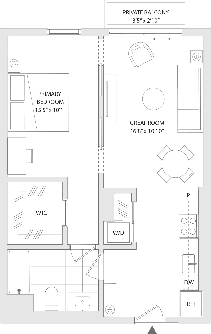 1 BR O floor plan