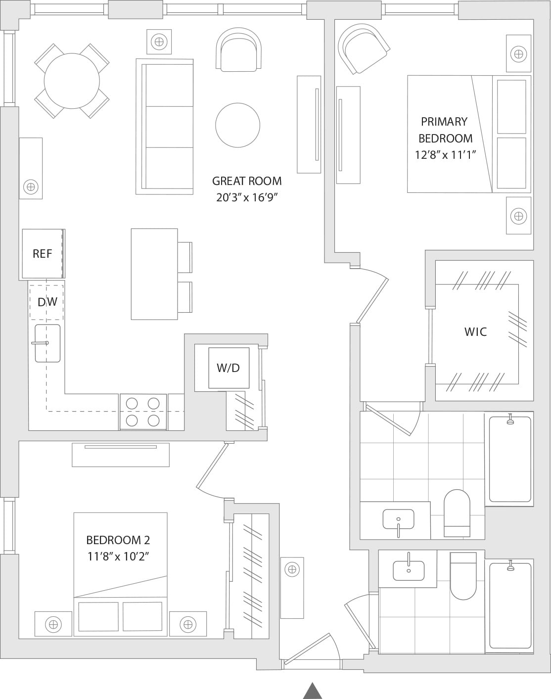 2 BR  J floor plan