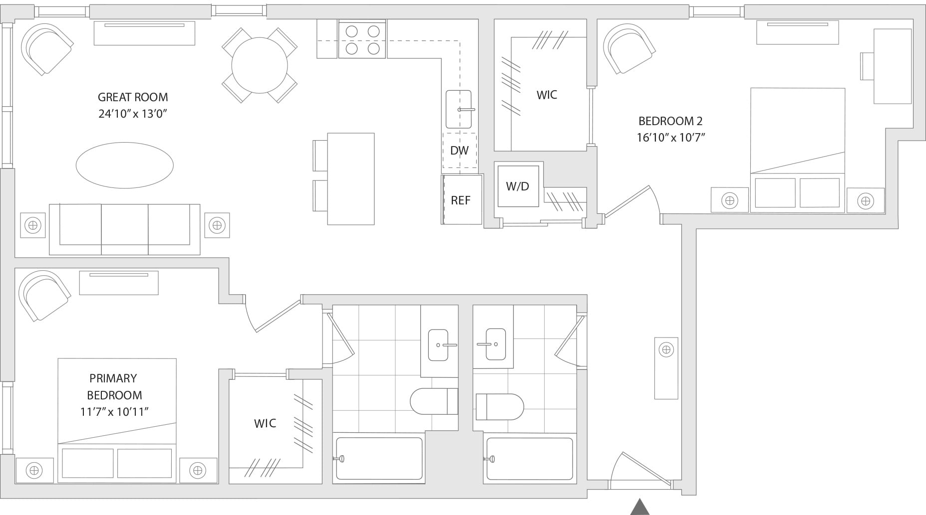 2 BR Q floor plan