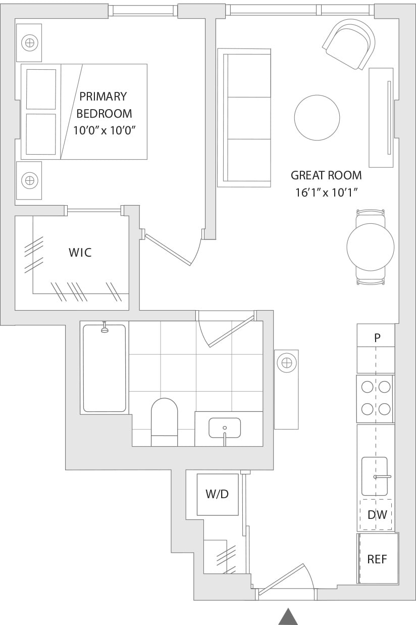 1 BR B floor plan