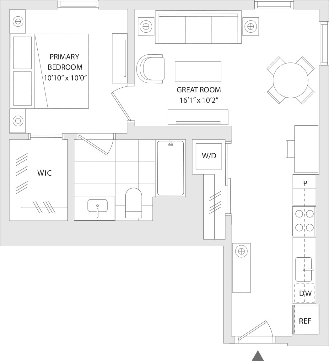 1 BR F floor plan