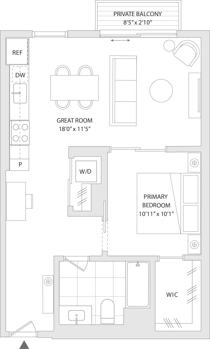 1 BR Z floor plan