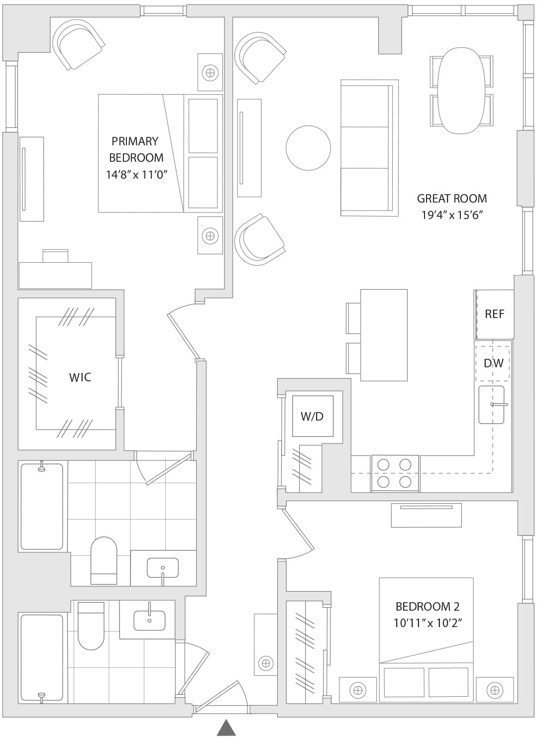 2 BR P floor plan