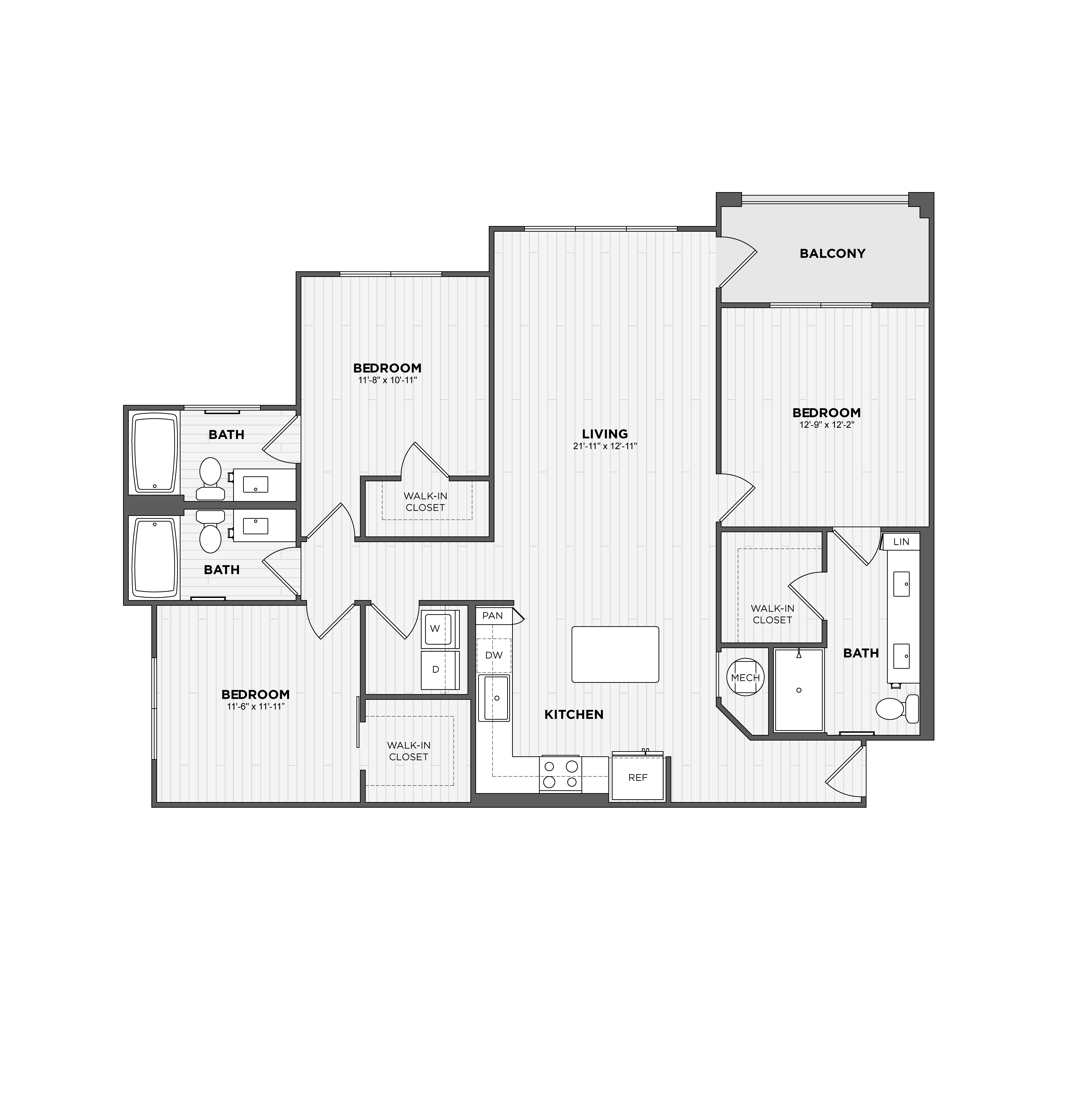 3 Bed/3 Bath-C1 floor plan