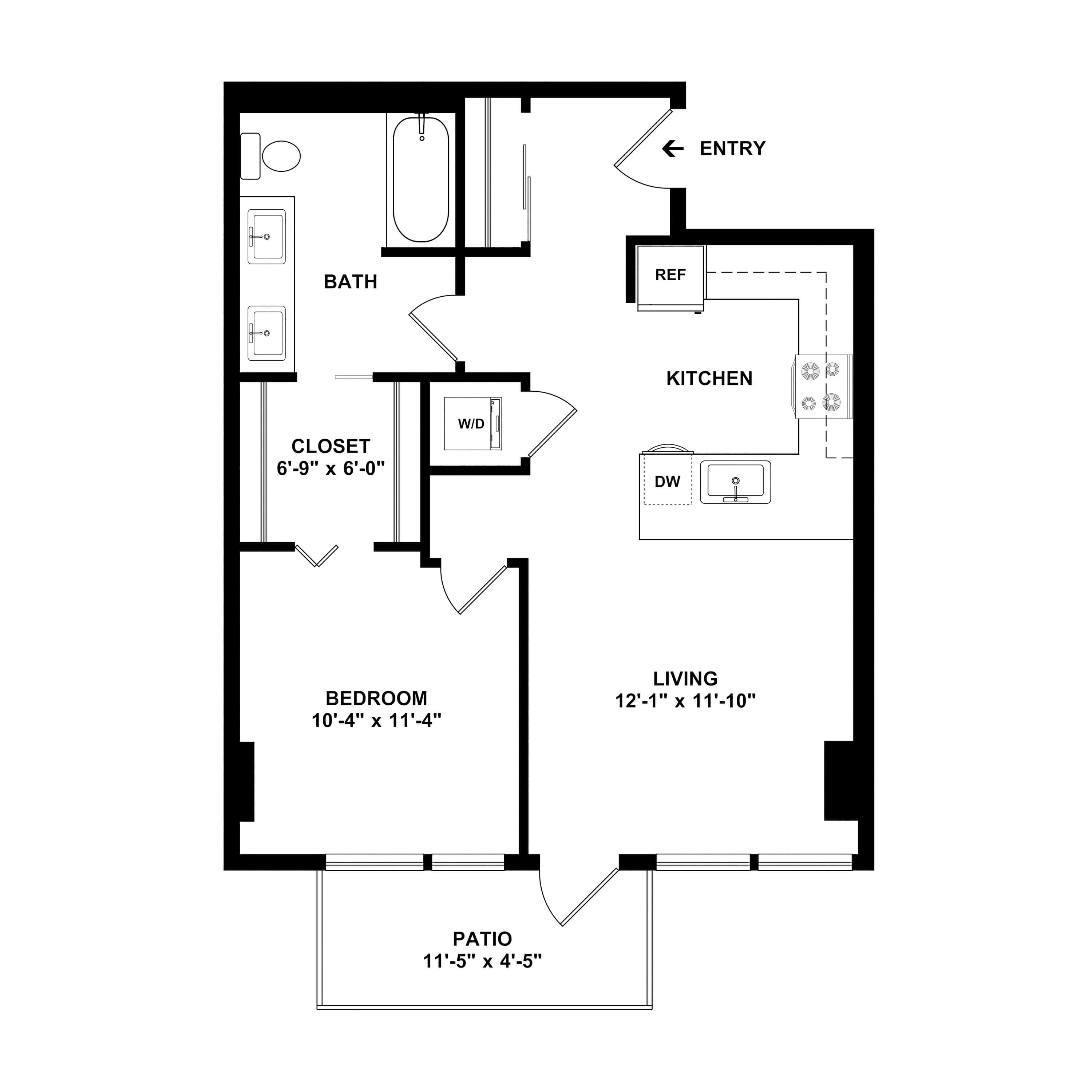1 Bed/1 Bath-H floor plan