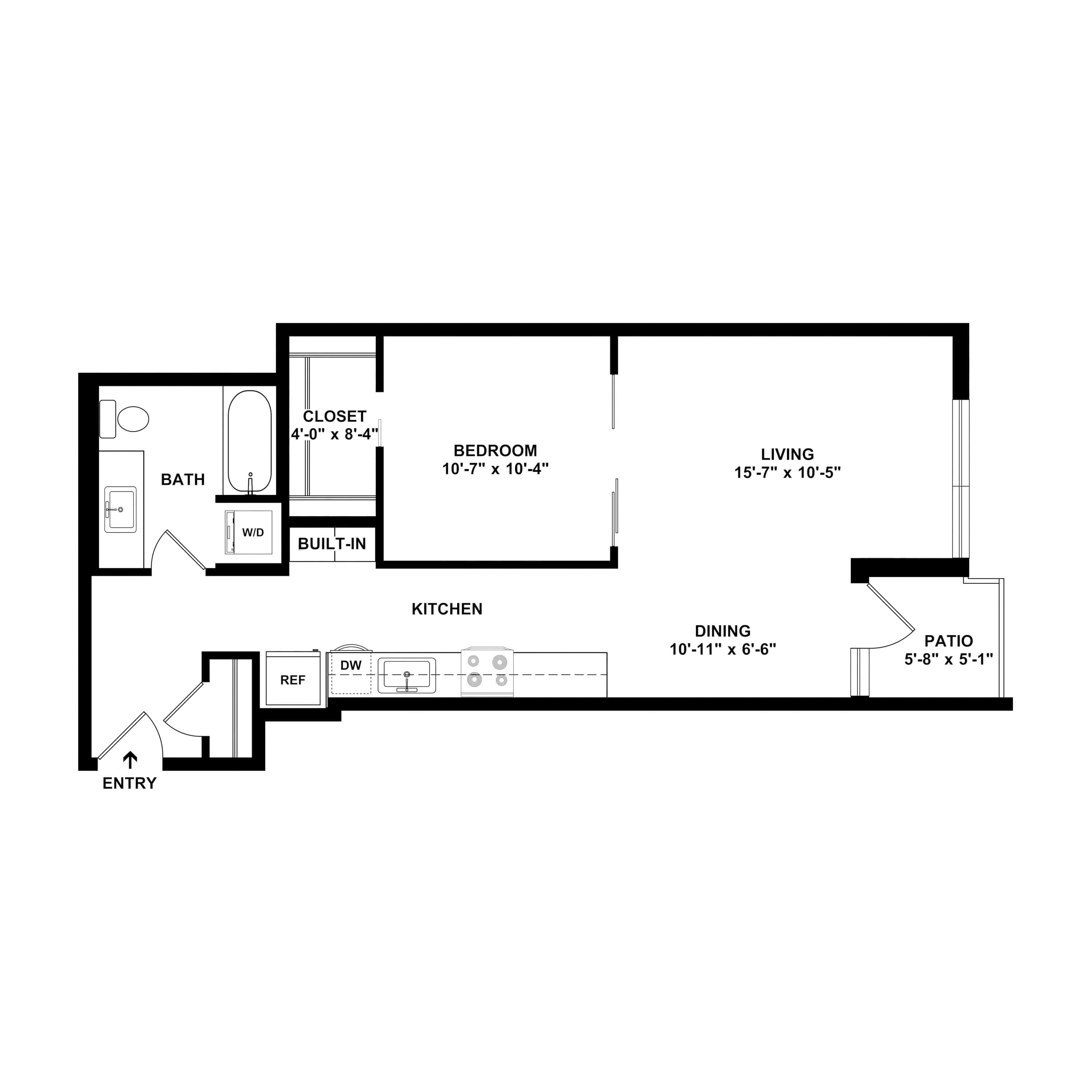 1 Bed/1 Bath Open-A floor plan