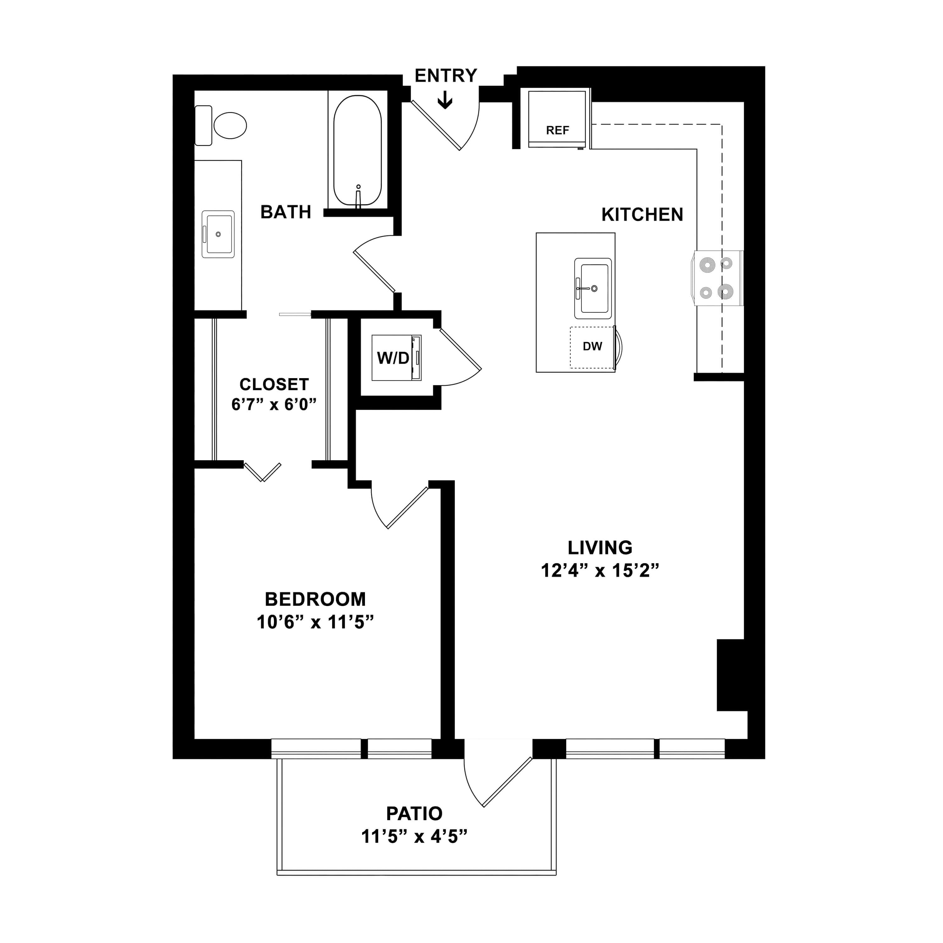 1 Bed/1 Bath-G floor plan