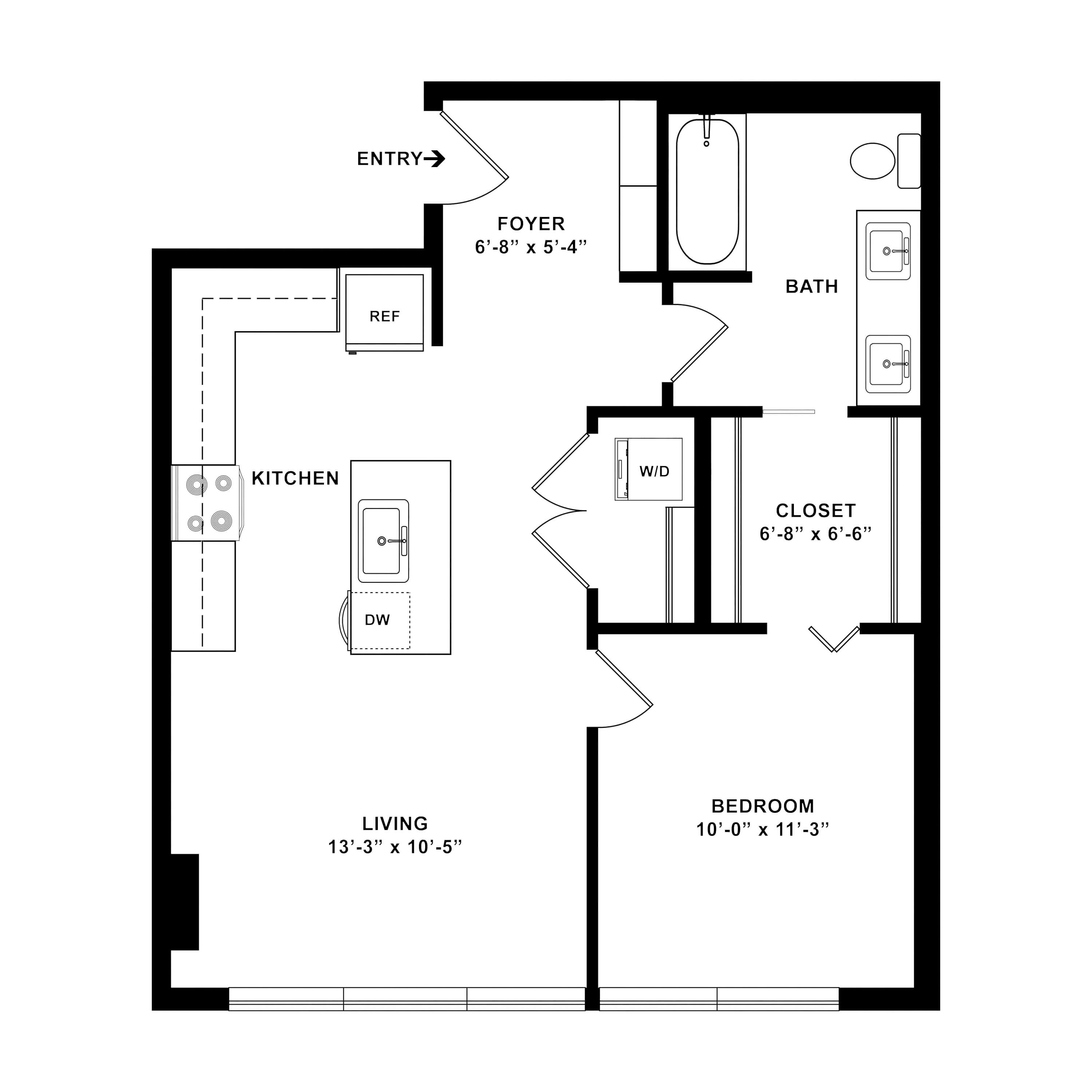 1 Bed/1 Bath-C floor plan