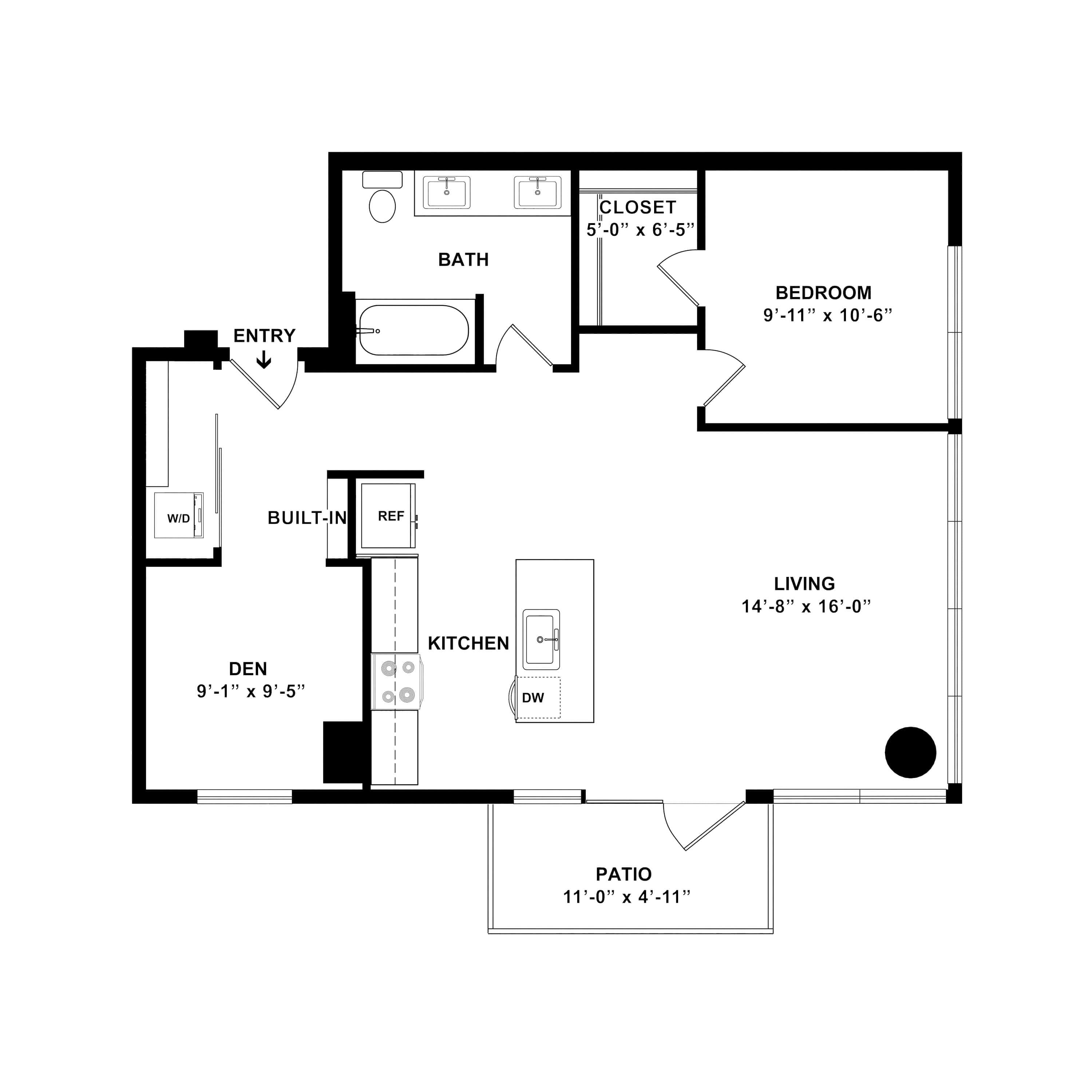 1 Bed/1 Bath Den-_UnitC floor plan
