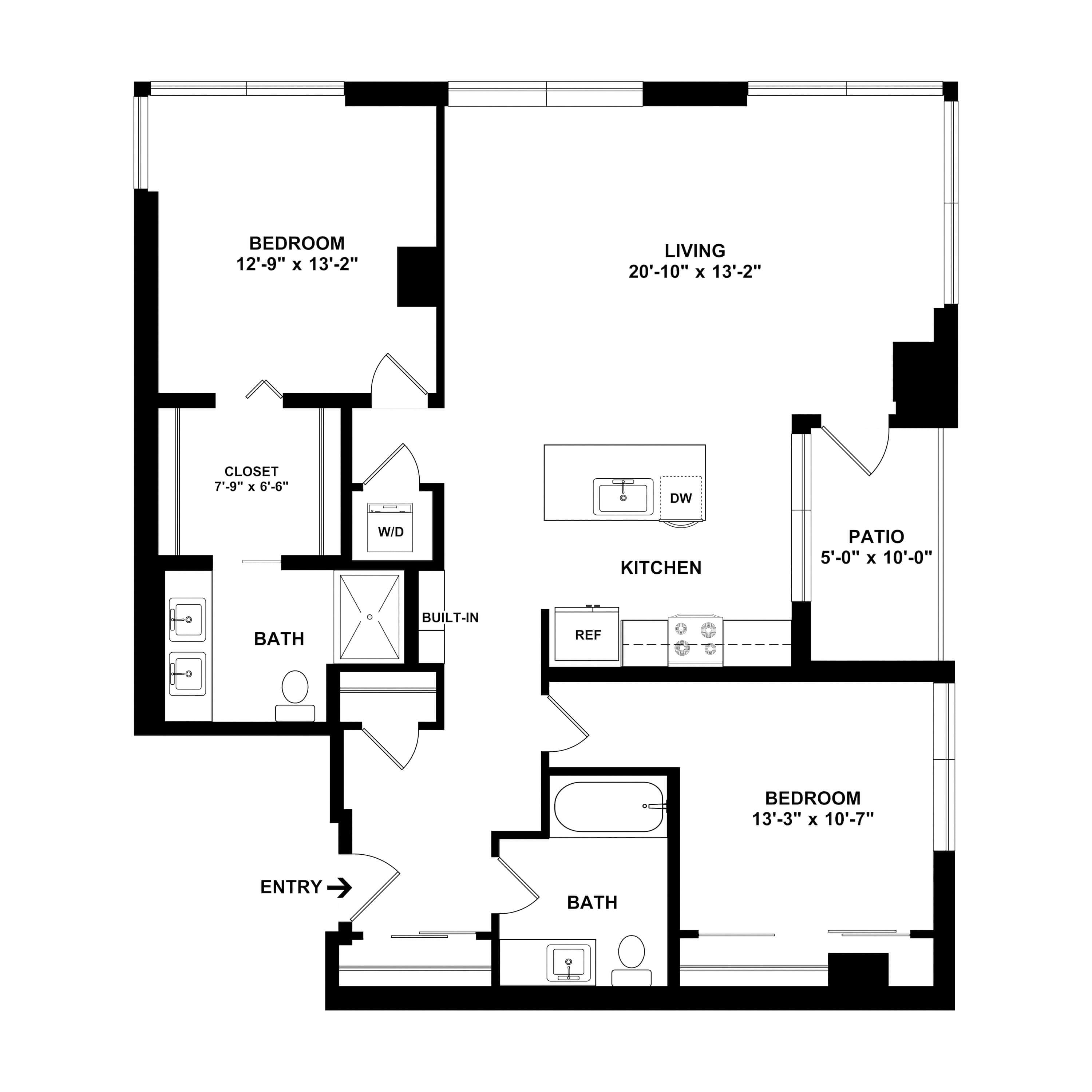 2 Bed/2 Bath-UnitA floor plan