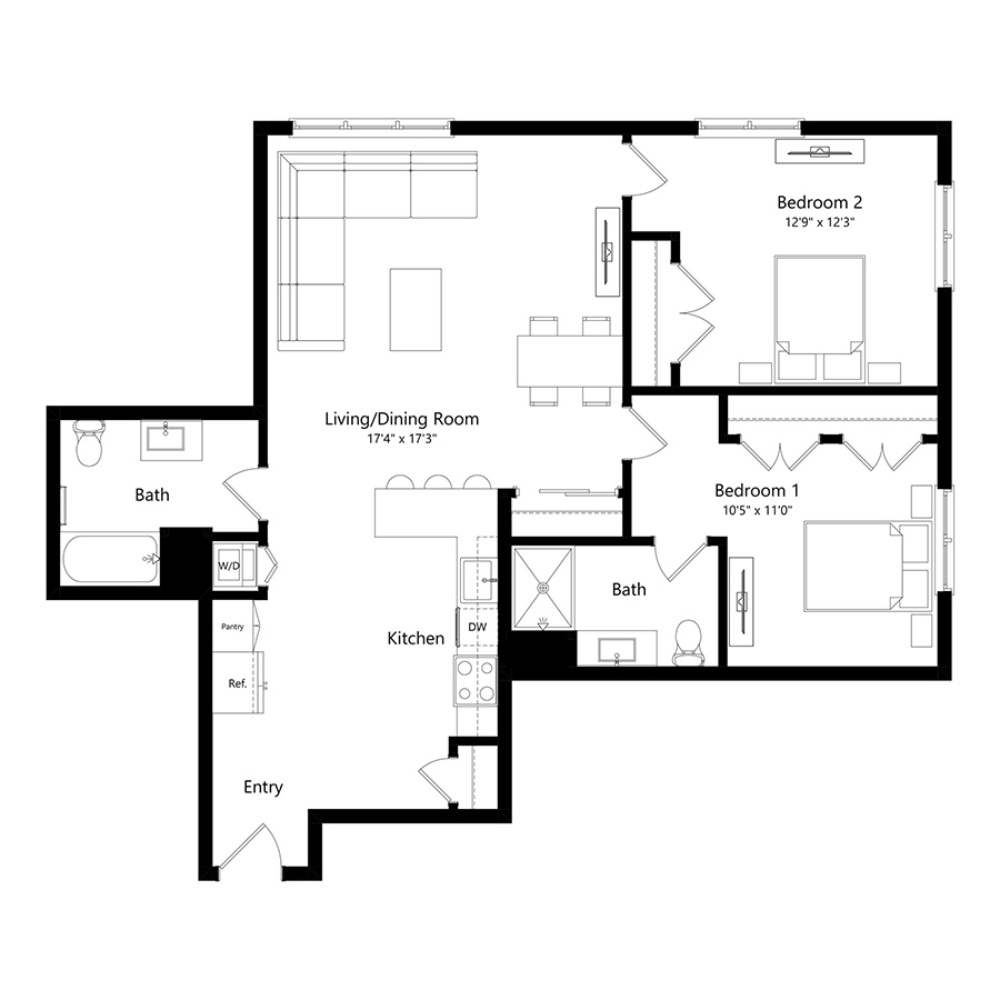 2X2 K floor plan