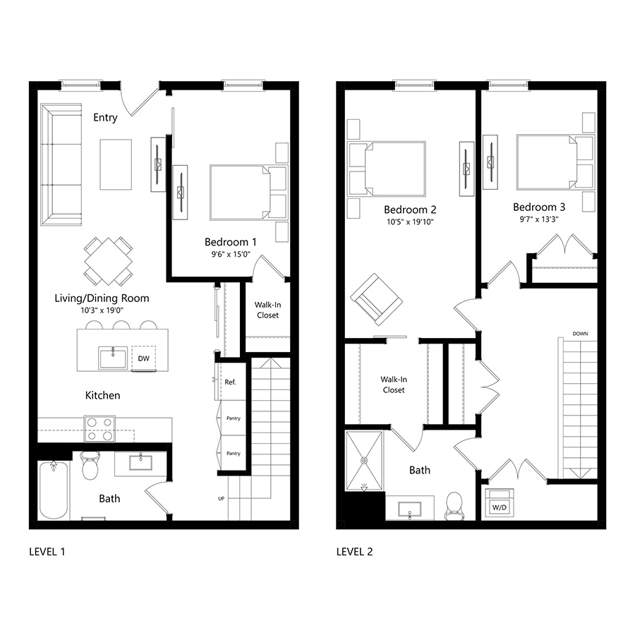 3X2 Townhome B floor plan