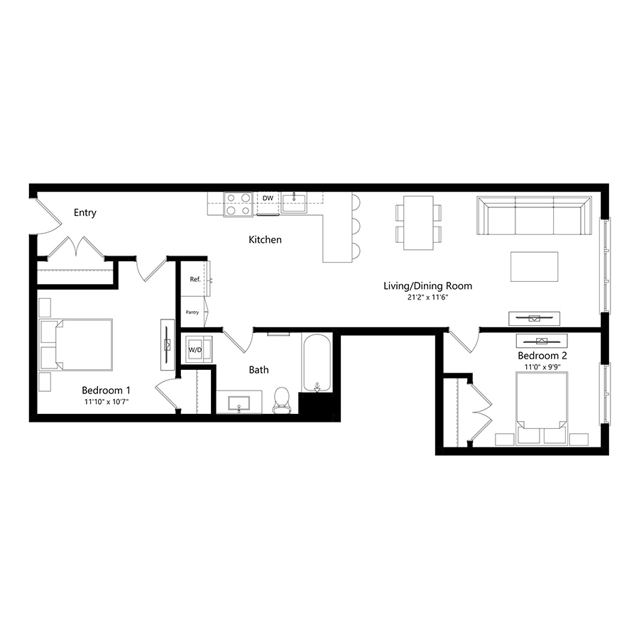 Flex 2X1 D - MULTE floor plan