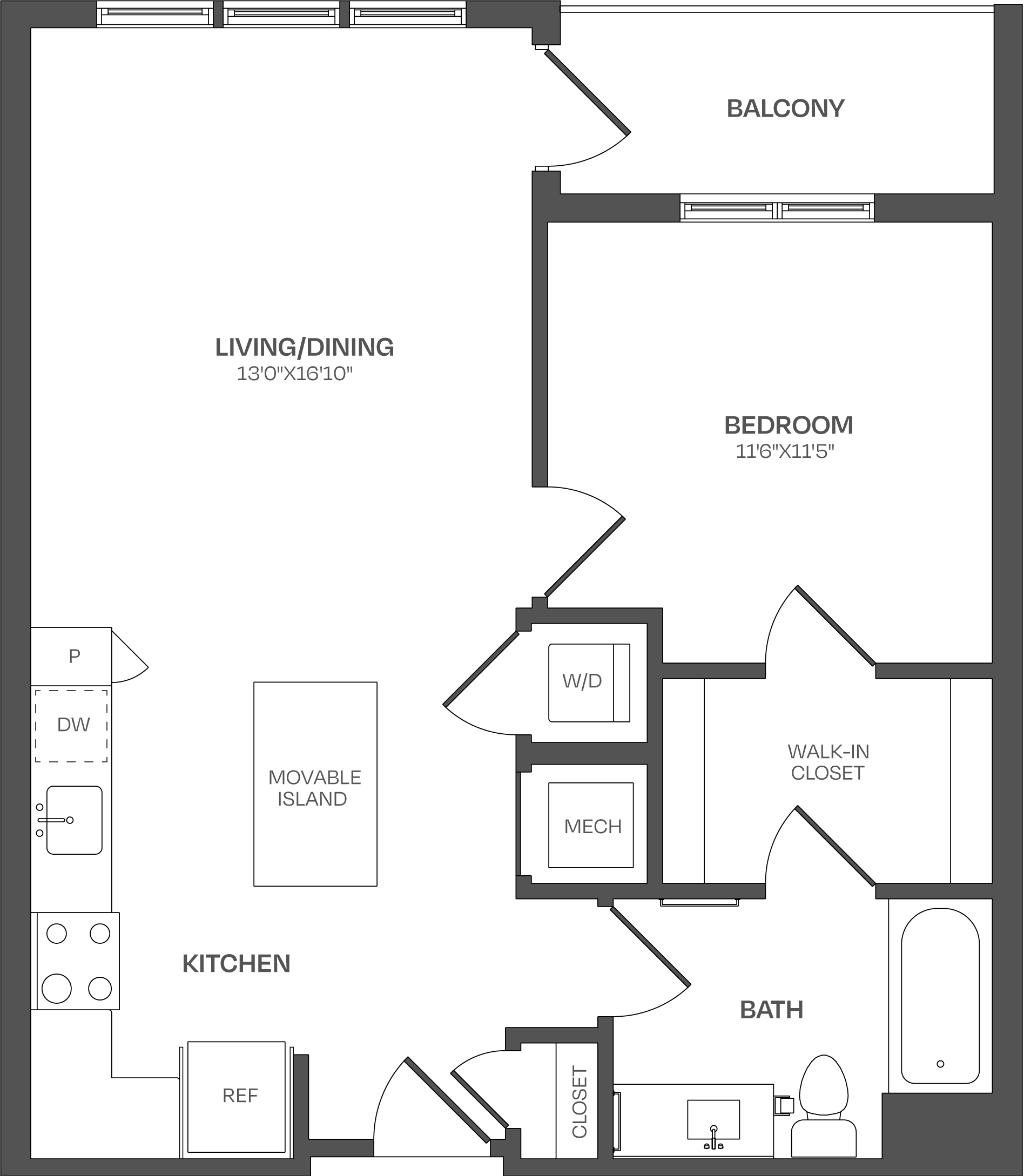 1 Bed/1 Bath-A14 floor plan