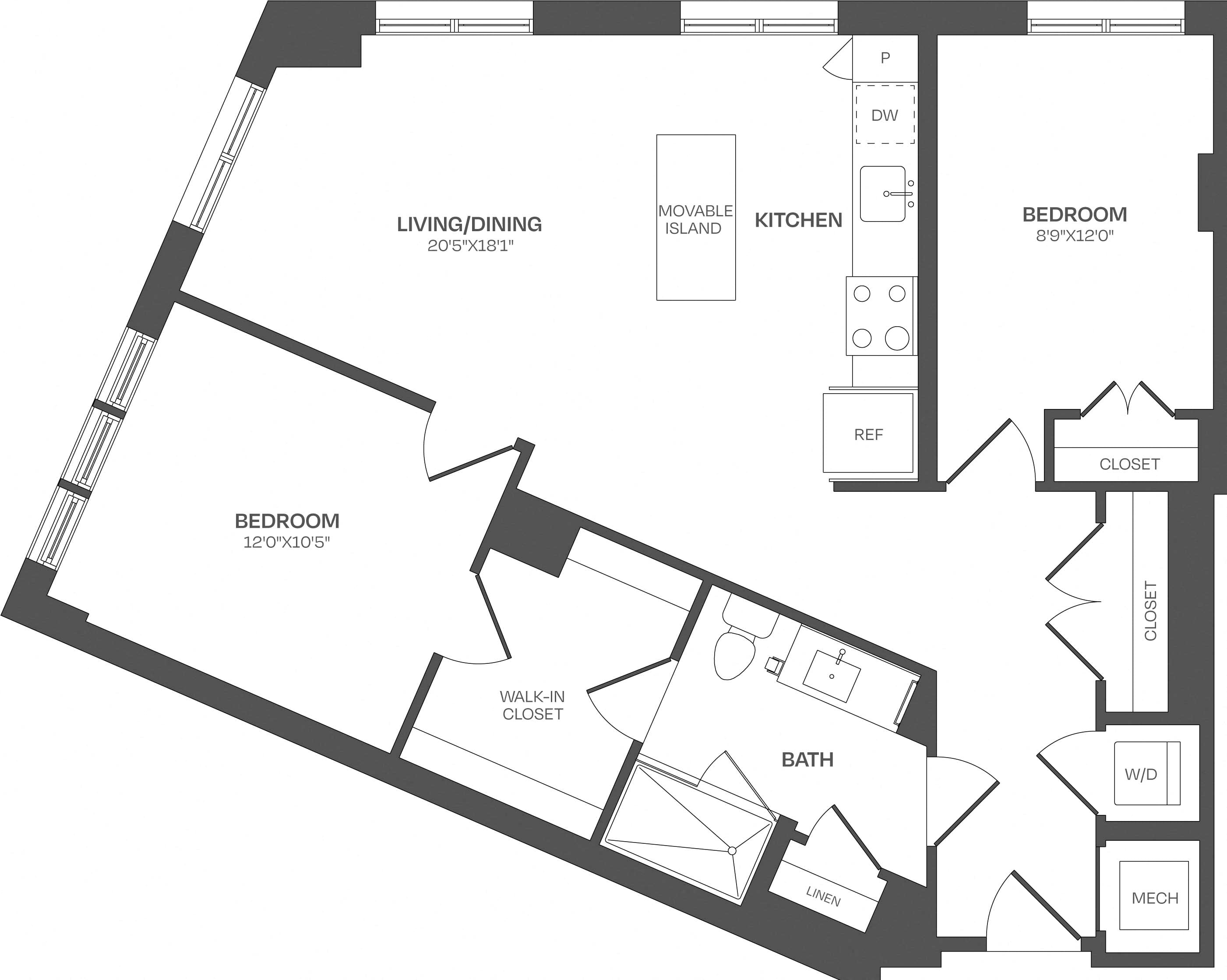 2 Bed/1 Bath-B13 floor plan