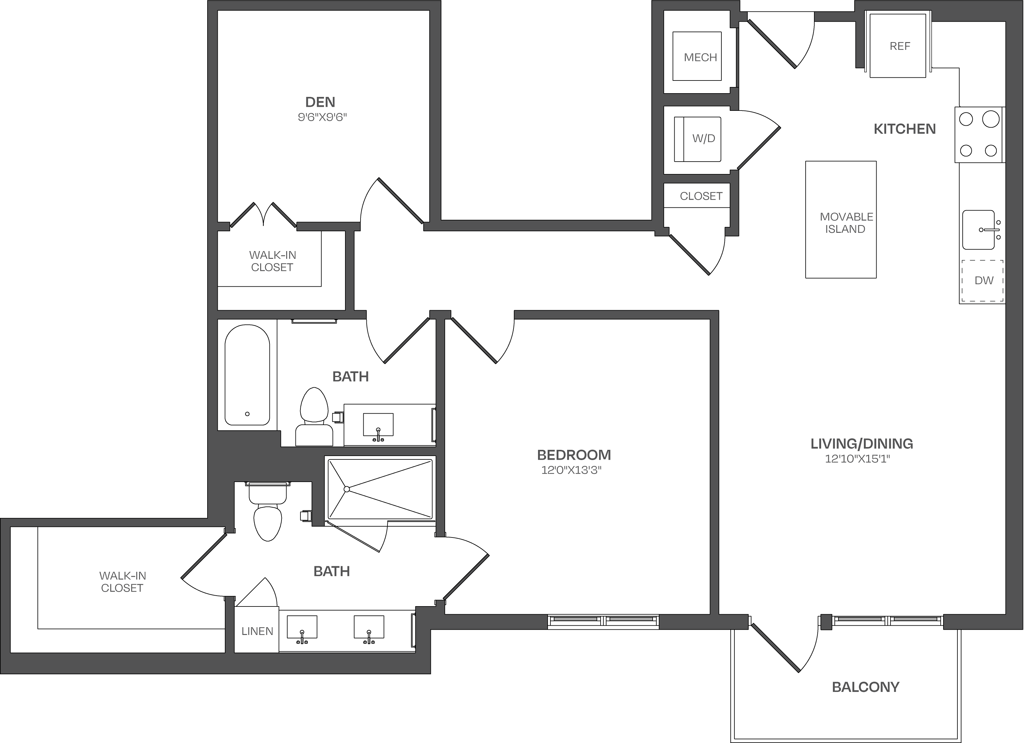 1 Bed/2 Bath Den-B11 floor plan