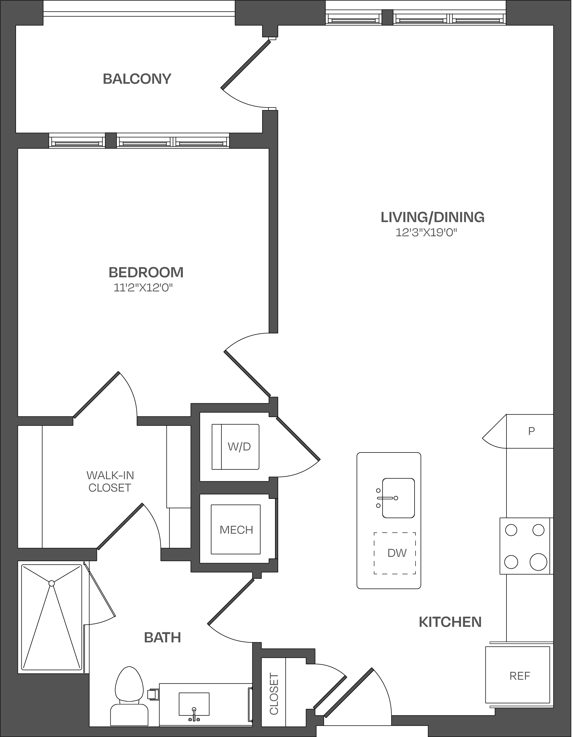 1 Bed/1 Bath-A19 floor plan