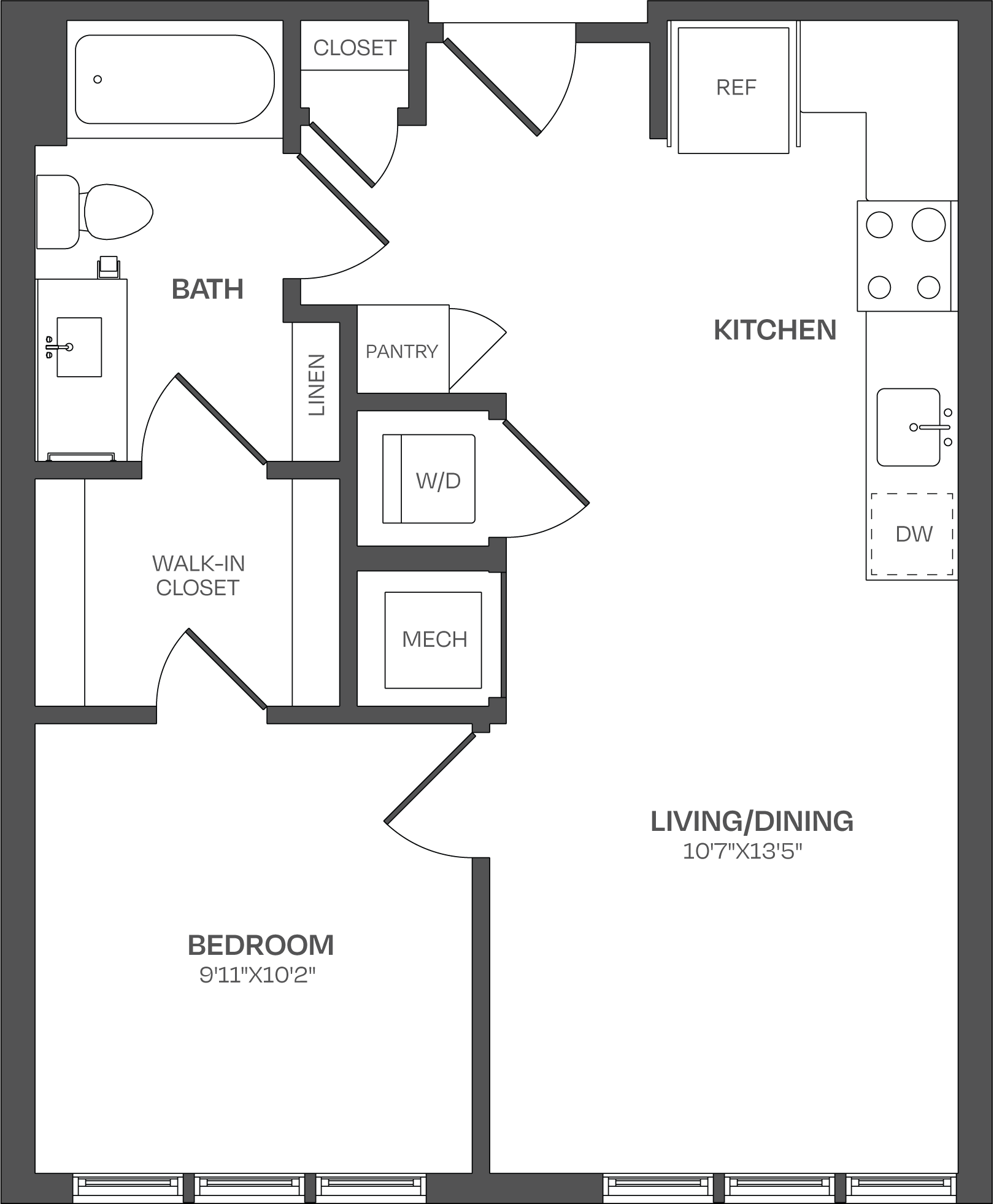 1 Bed/1 Bath-A02 floor plan