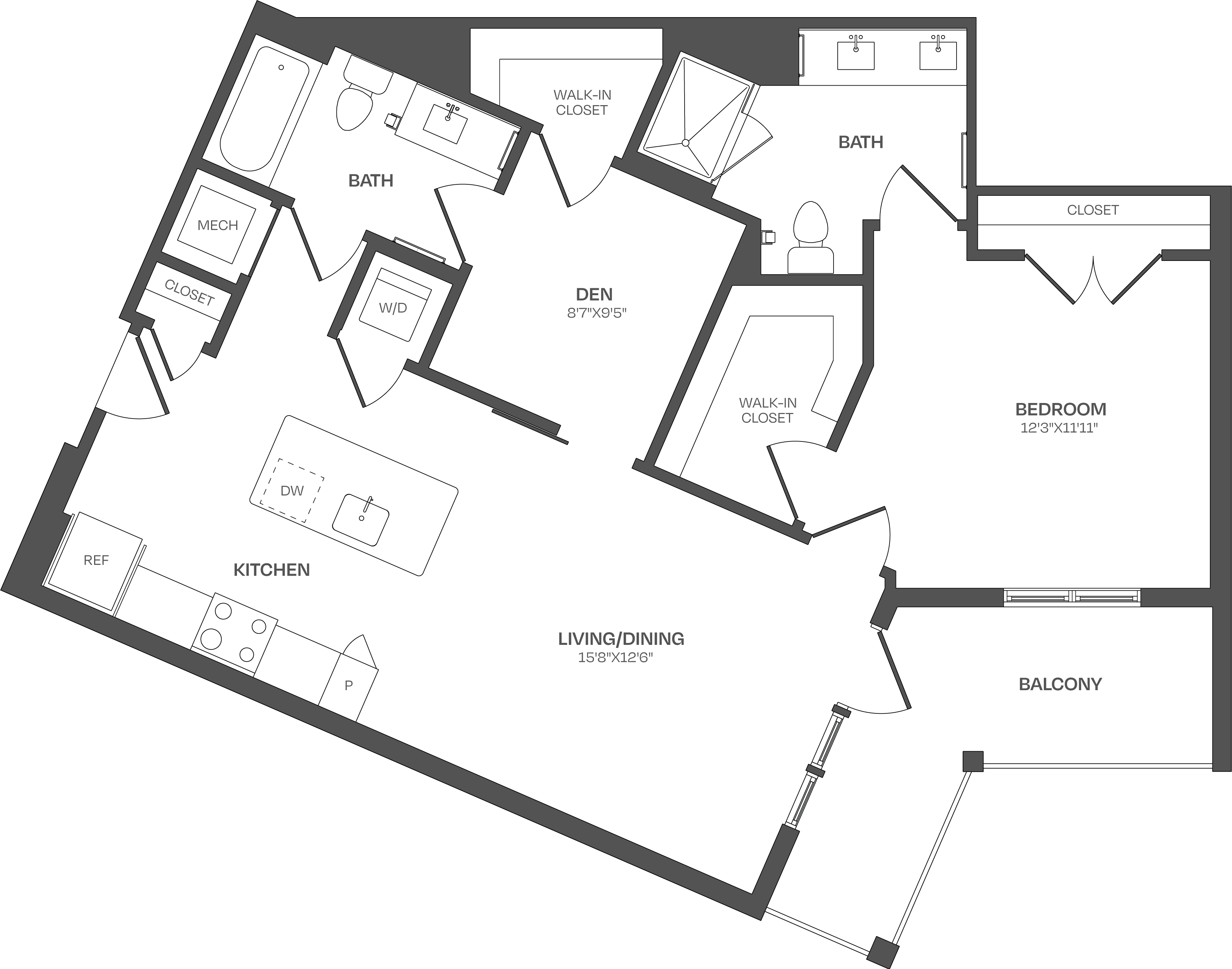 1 Bed/2 Bath Den-B10 floor plan