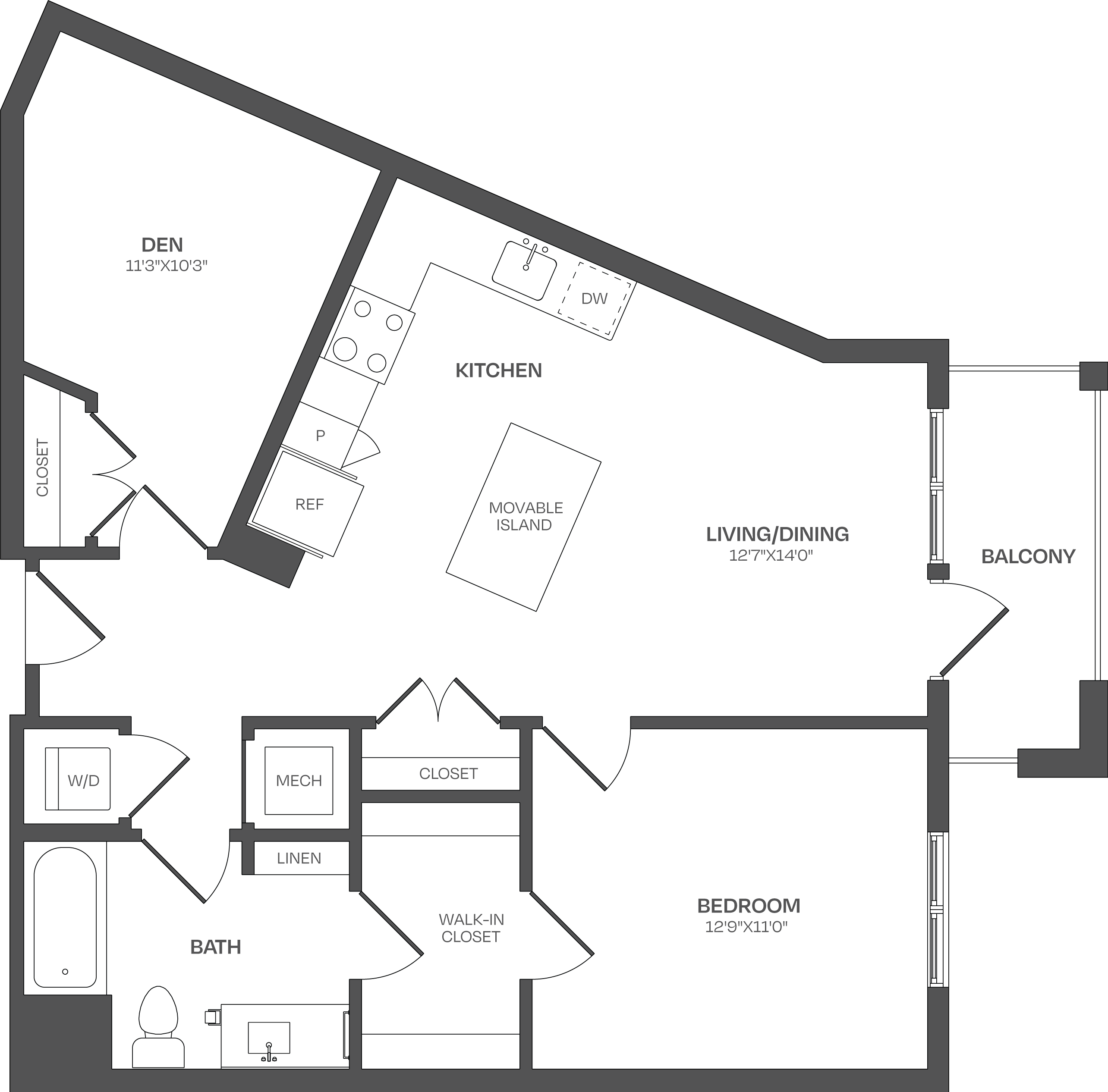 1 Bed/1 Bath Den-B04 floor plan