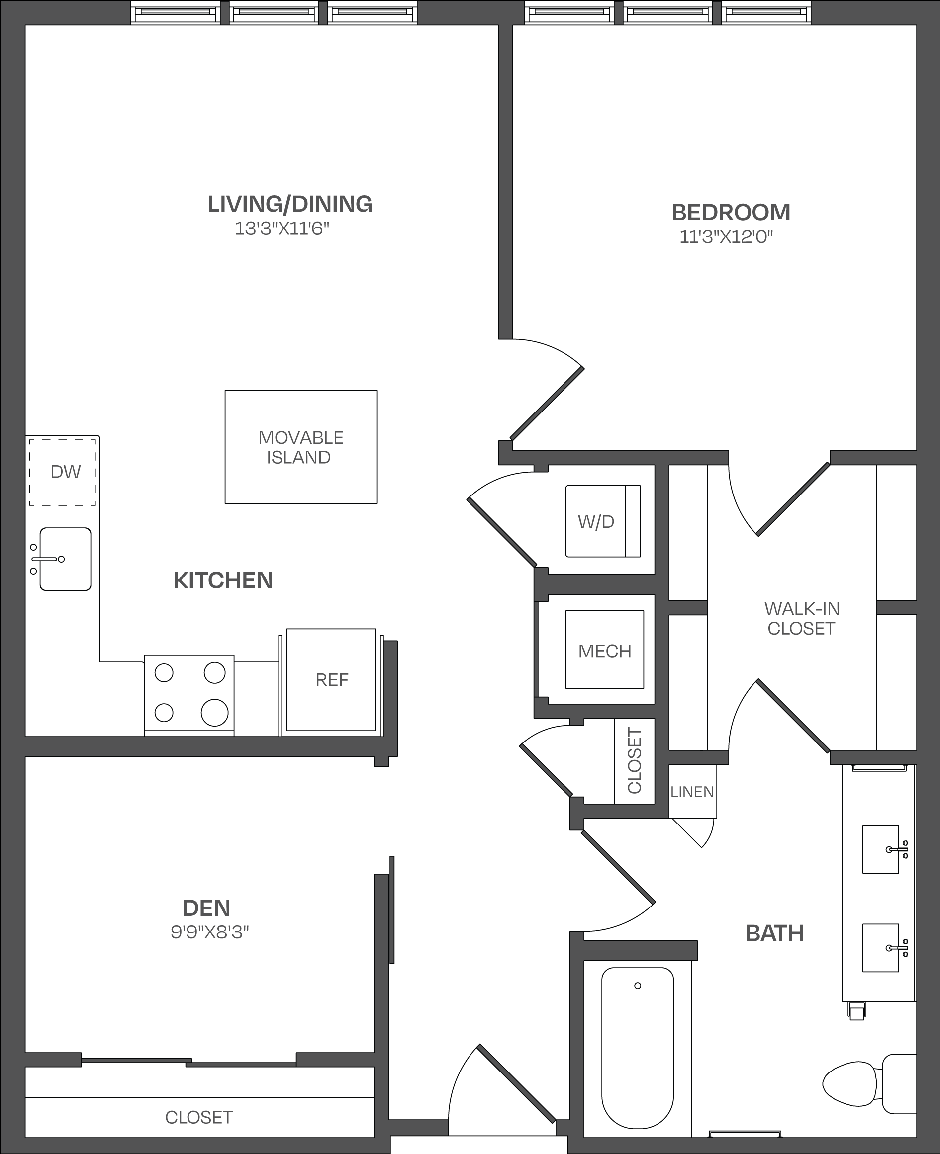 1 Bed/1 Bath Den-B02 floor plan