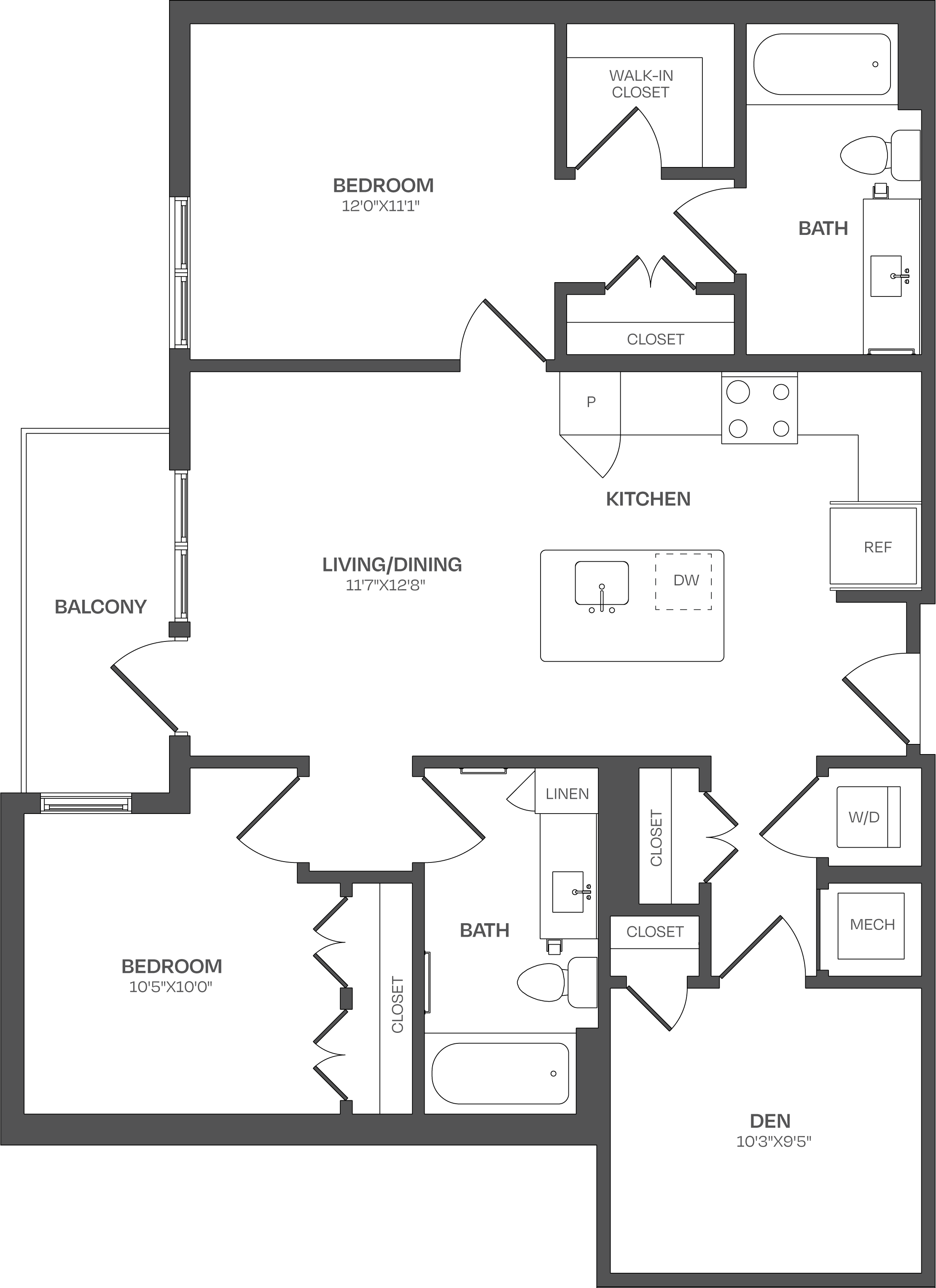 2 Bed/2 Bath Den-D01 floor plan