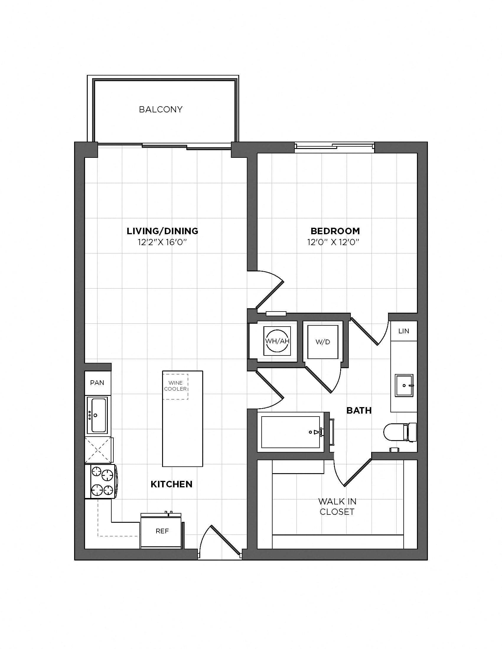 1 Bed/1 Bath-A-1 floor plan