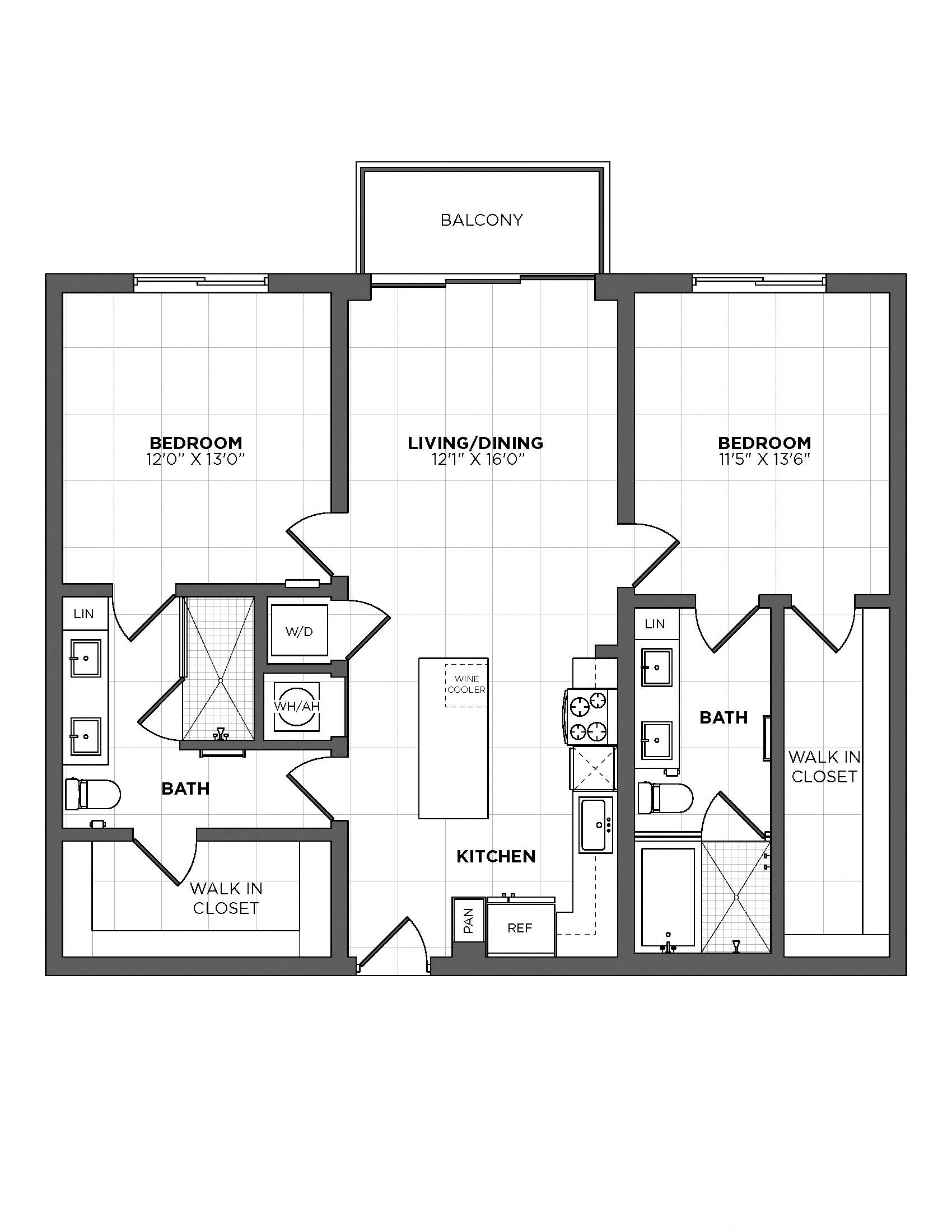 2 Bed/2 Bath -B-2 floor plan