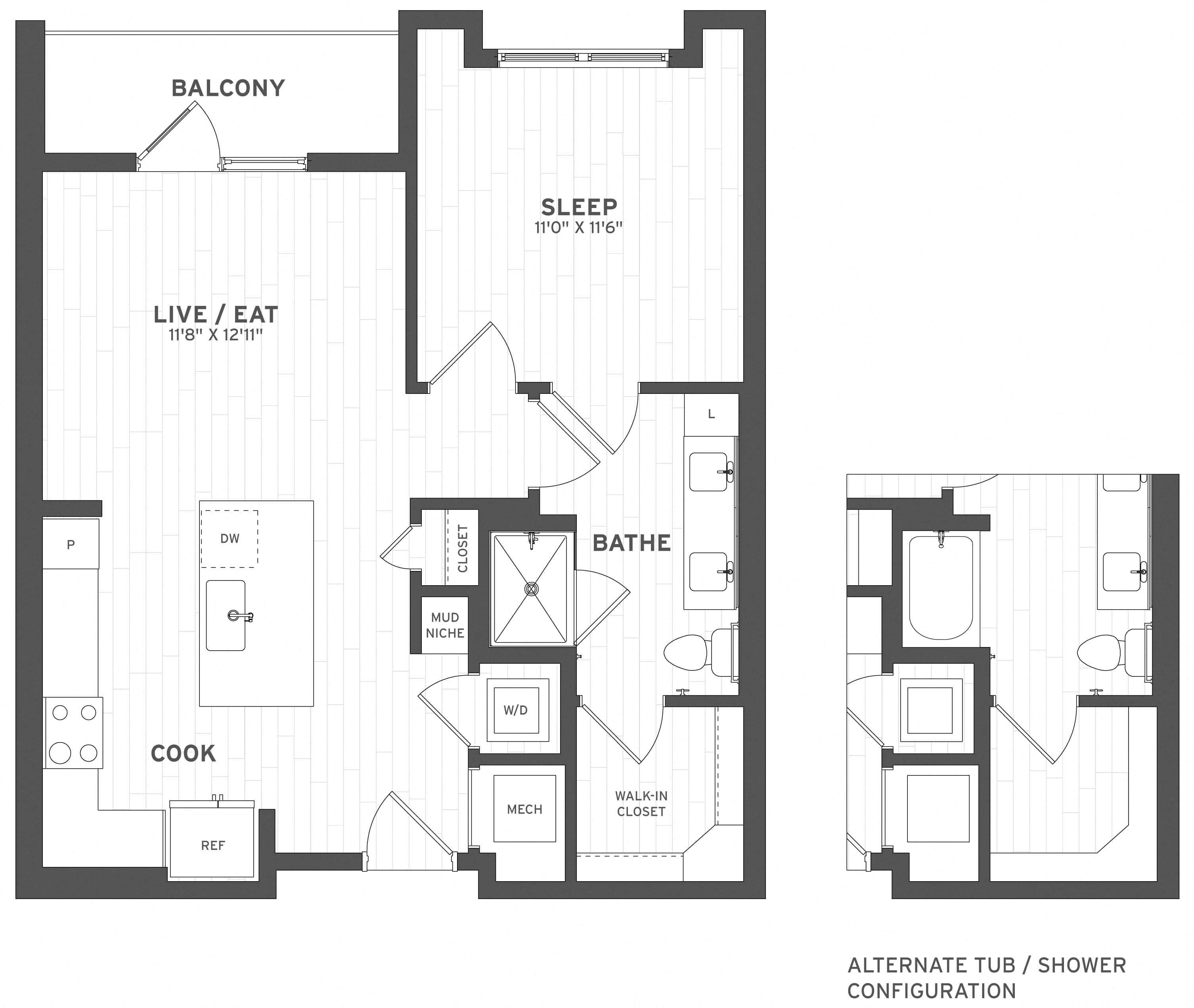 1 Bed/1 Bath-A3 floor plan