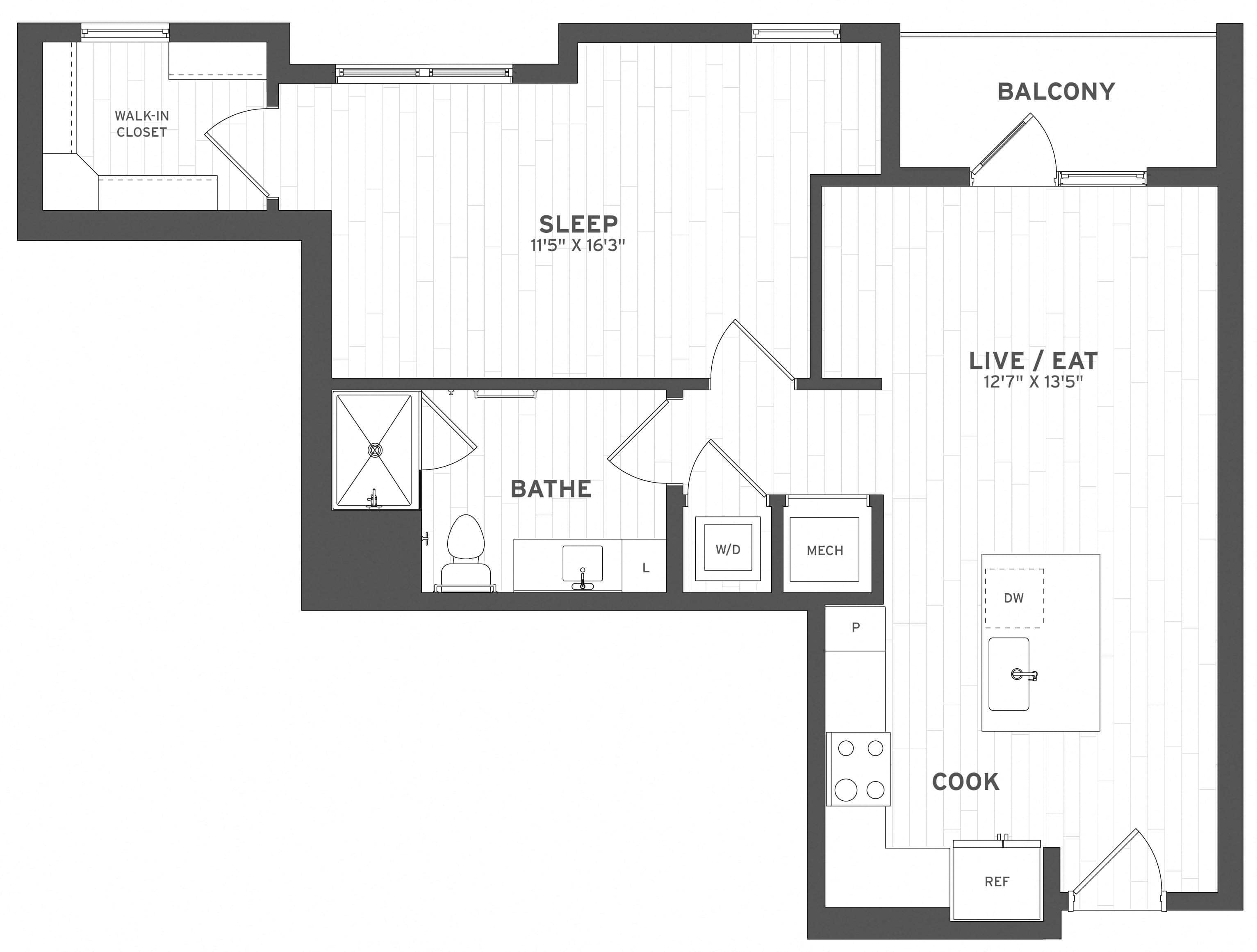 1 Bed/1 Bath-A4.2 floor plan