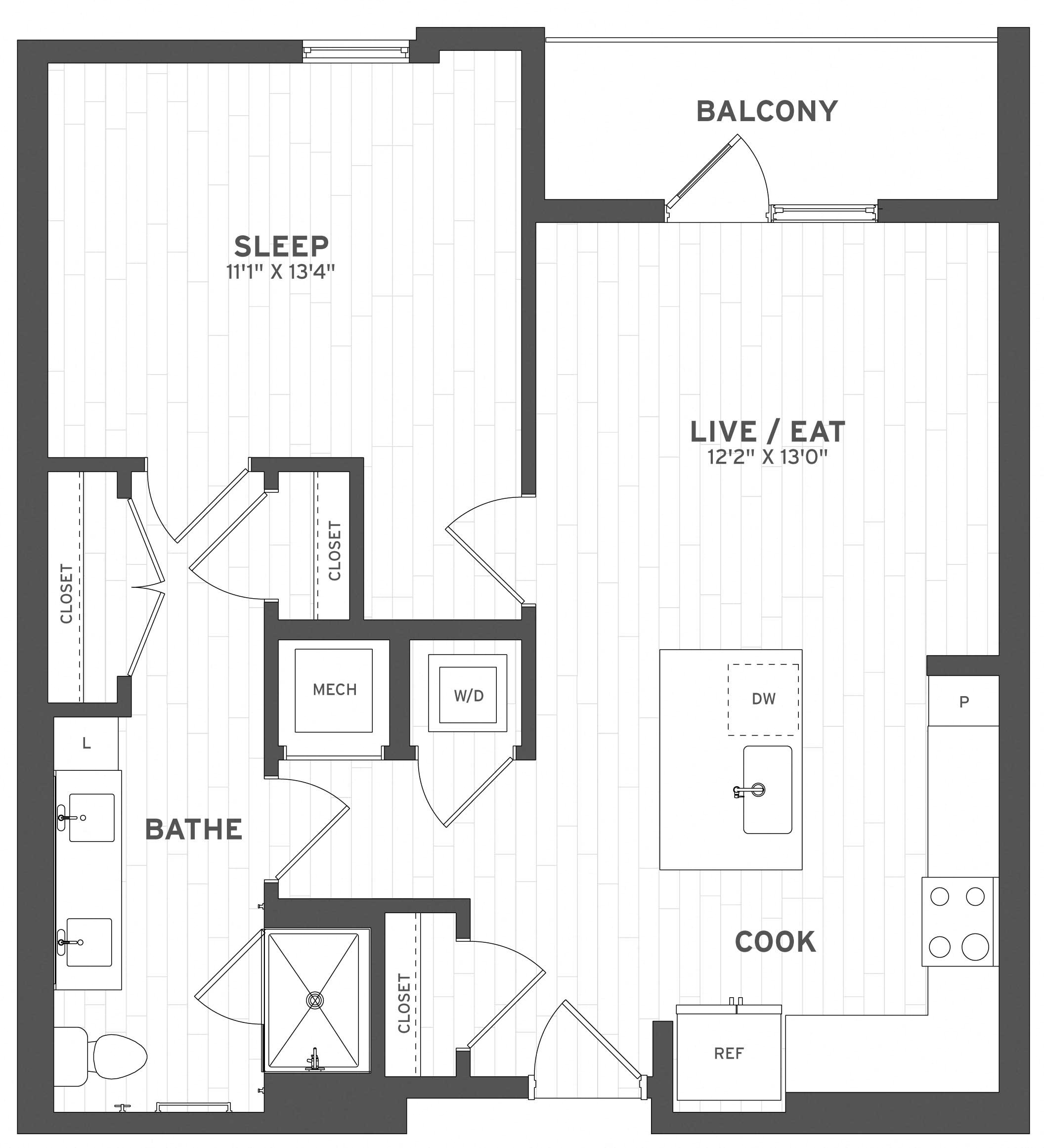 1 Bed/1 Bath-A7 floor plan