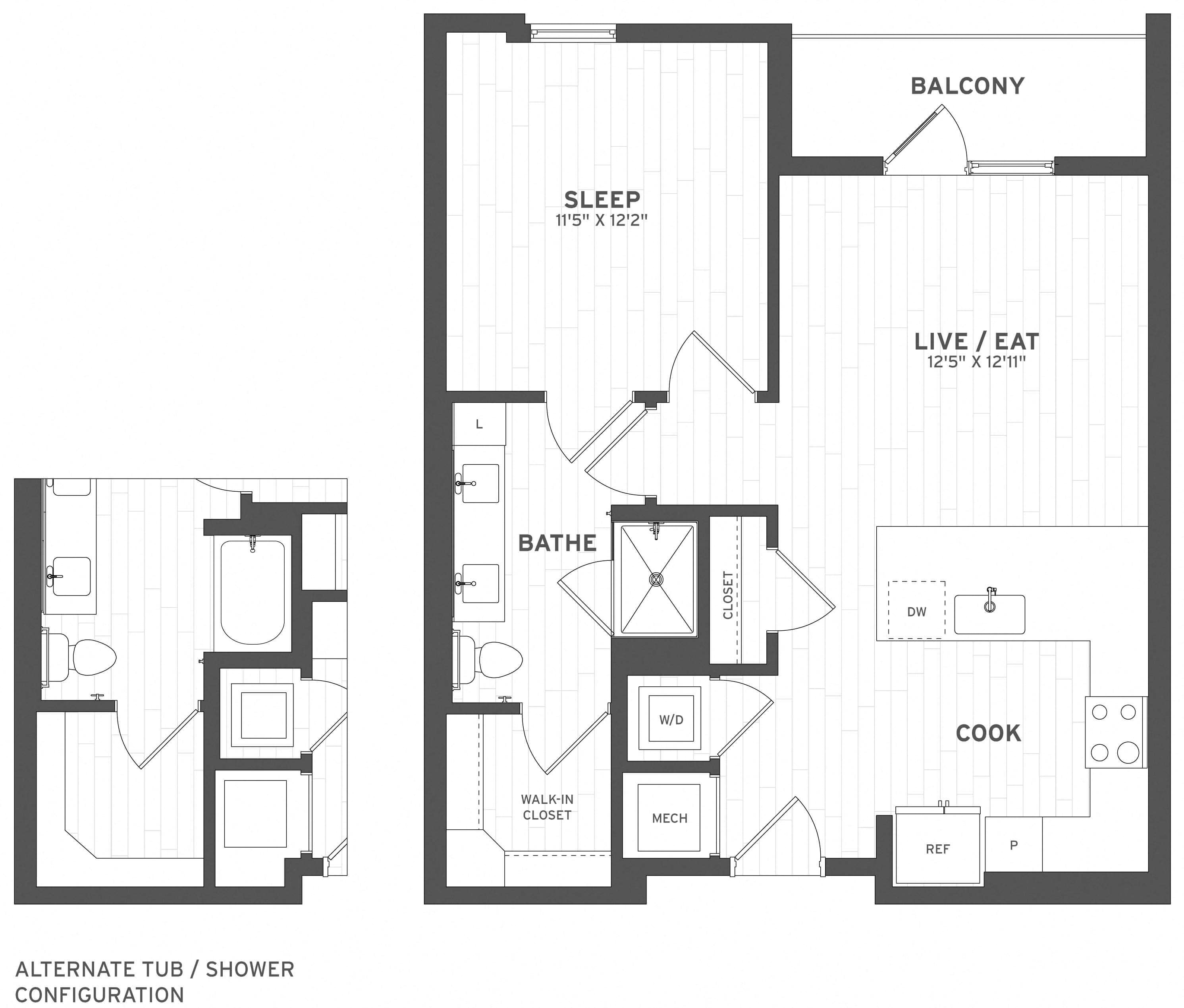1 Bed/1 Bath-A3.1 floor plan