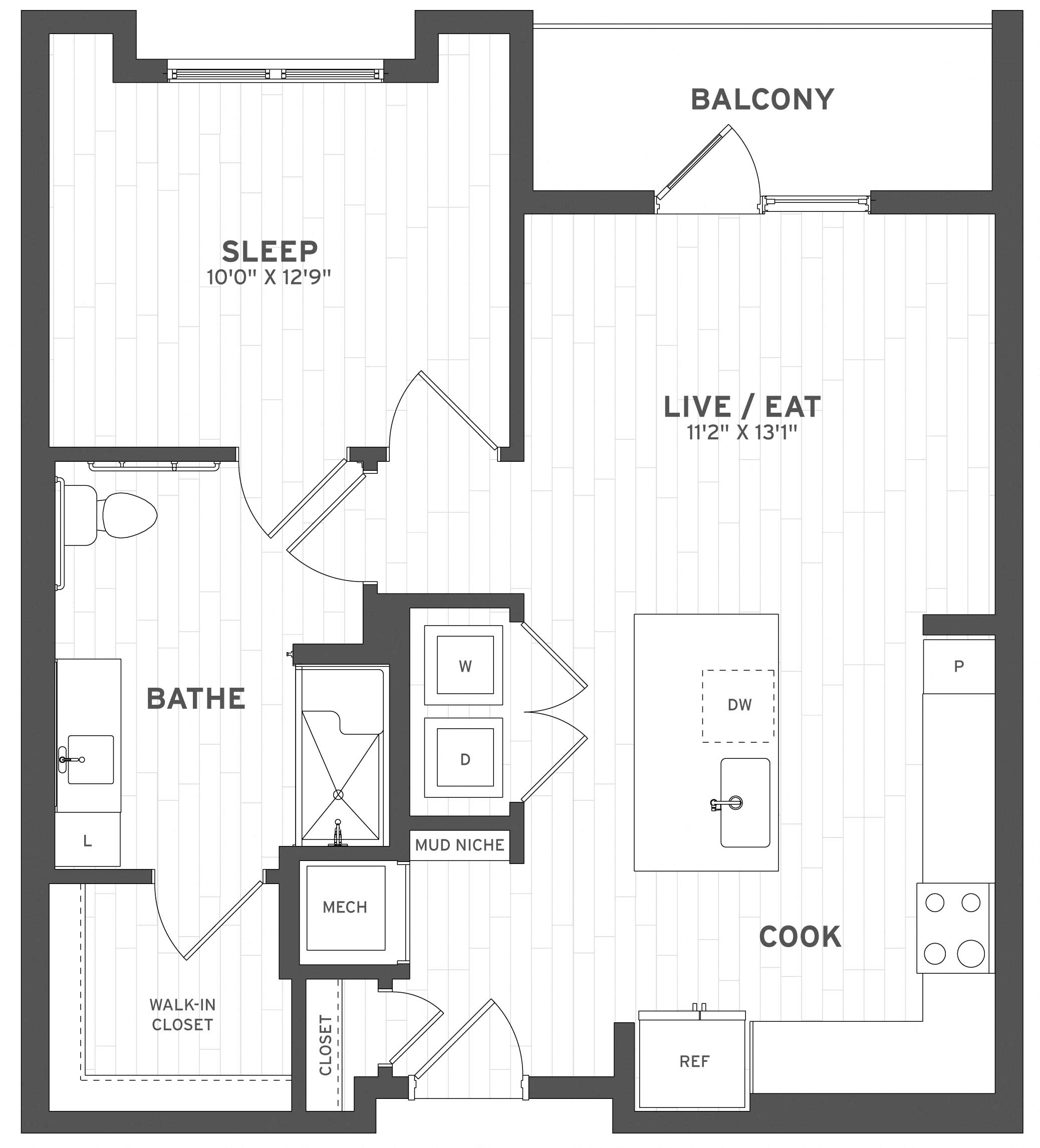 1 Bed/1 Bath ADA-A1A floor plan