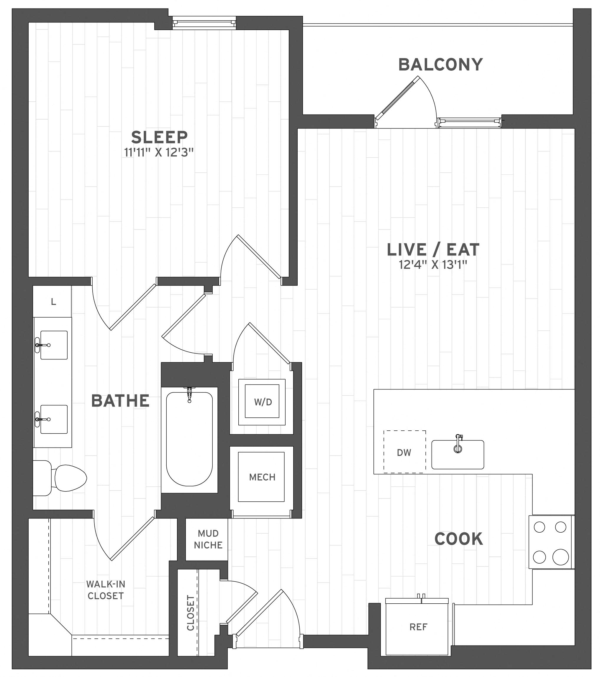1 Bed/1 Bath-A1.1 floor plan