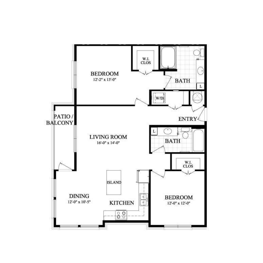 B4 1207sf 2/2 floor plan