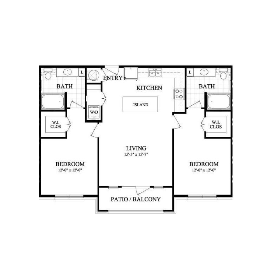 B1 1092sf 2/2 floor plan