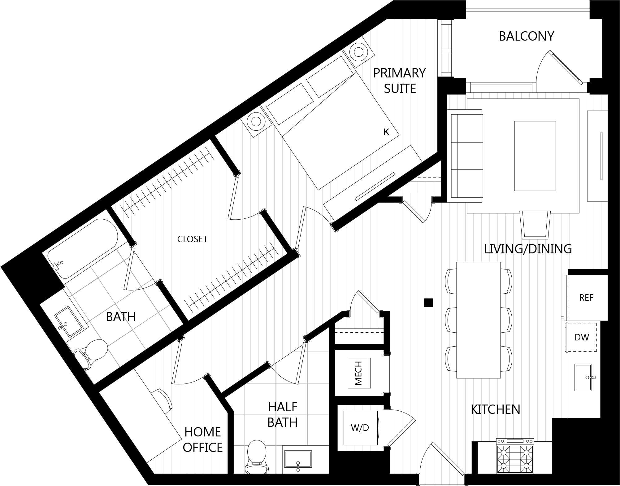 1 Bed/1.5 Bath Den-F1 floor plan