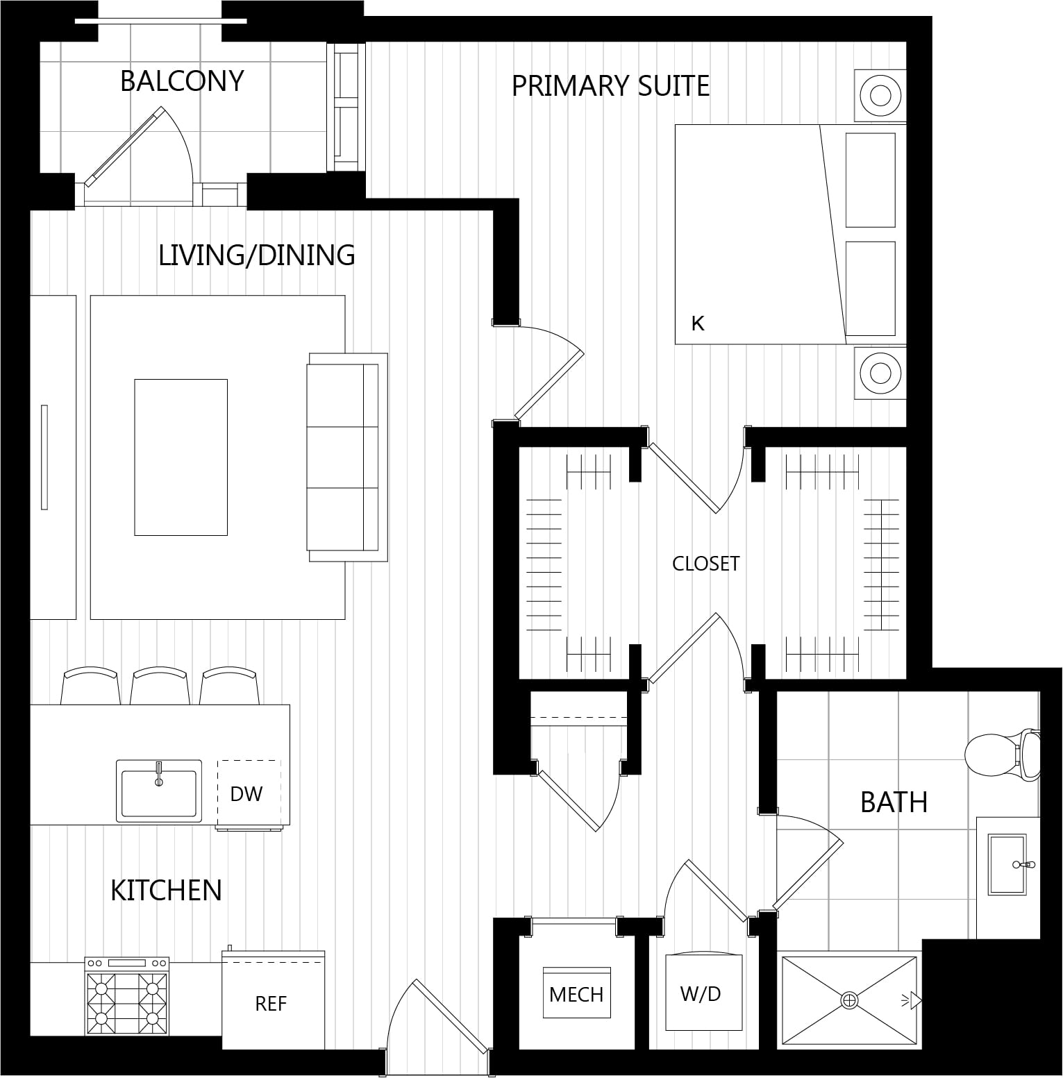 1 Bed/1 Bath-D3 floor plan