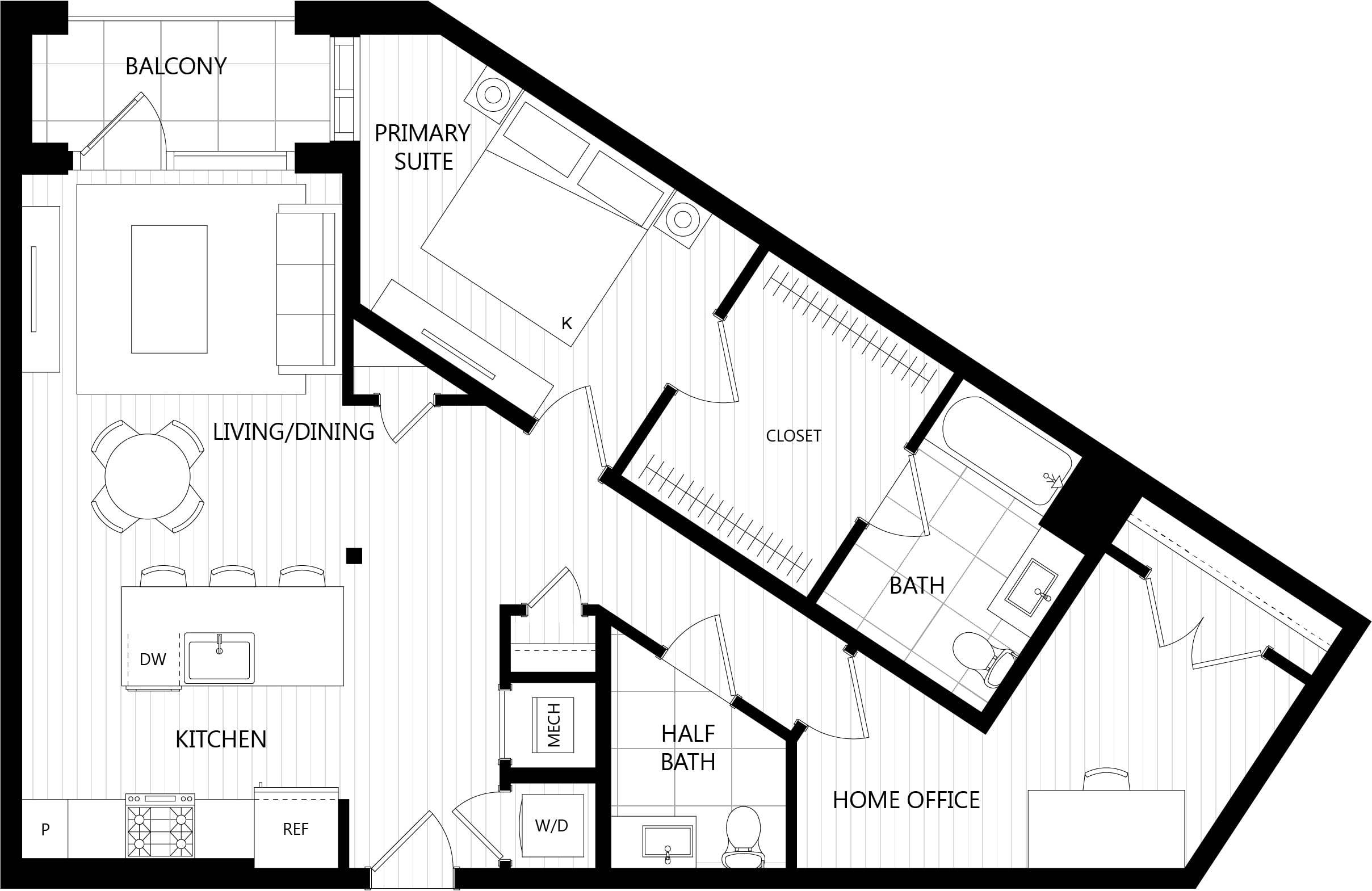 1 Bed/1.5 Bath Den-F3 floor plan