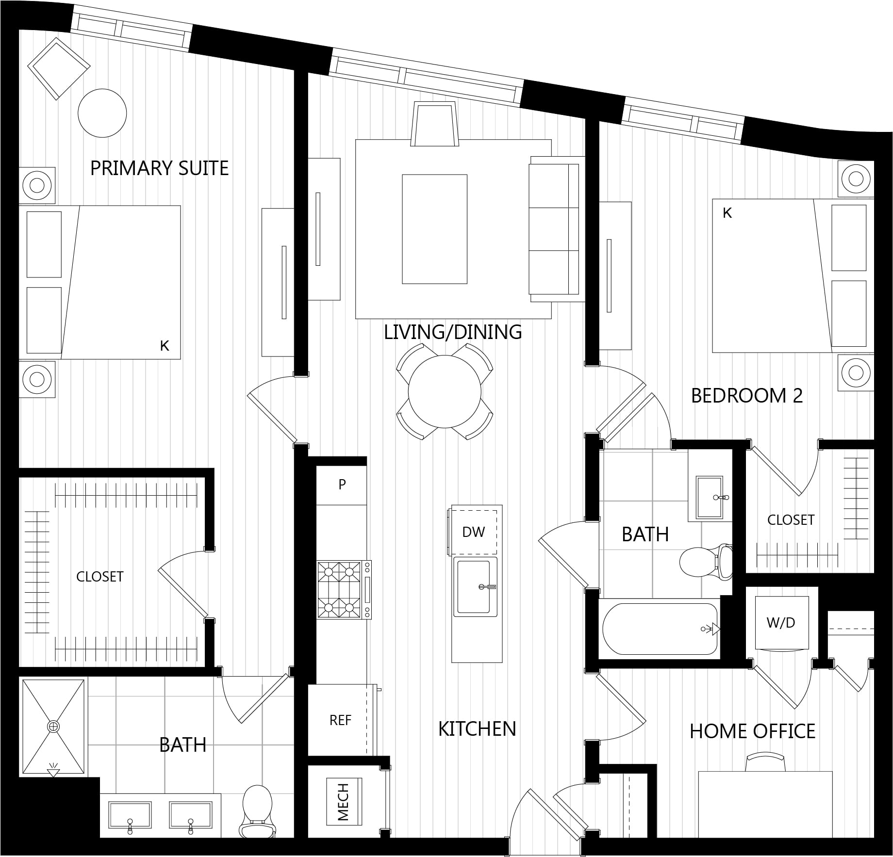 2 Bed/2 Bath-I1 floor plan
